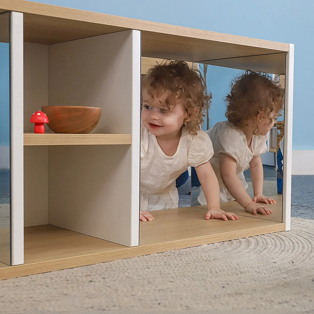 ElevatED™ Discovery Crawl Thru Cabinet | Toddler Mirror Play & Gross Motor Development Furniture with Storage Shelves - Image 5