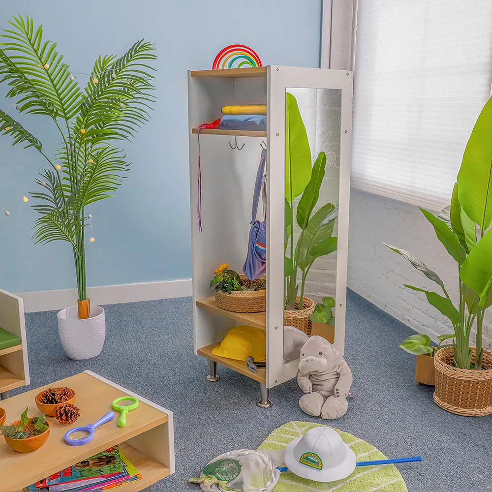 elevatED™ Dress Up Unit Station | Classroom Storage with Bench & Mirror - Image 4
