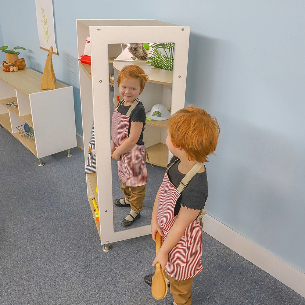 elevatED™ Dress Up Unit Station | Classroom Storage with Bench & Mirror - Image 5