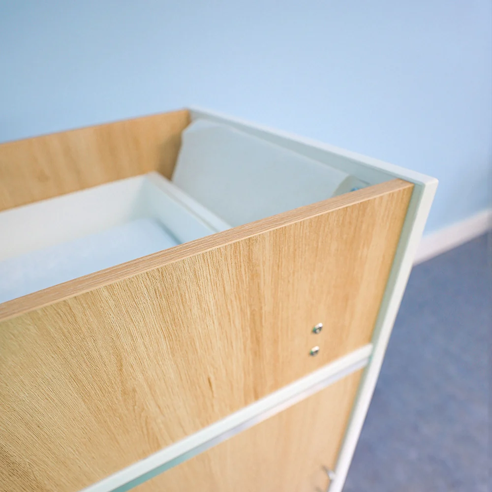elevatED™ Infant Changing Cabinet | Modern Nursery Changing Station with Storage, Pad, Safety Strap & Paper Roll - Image 5