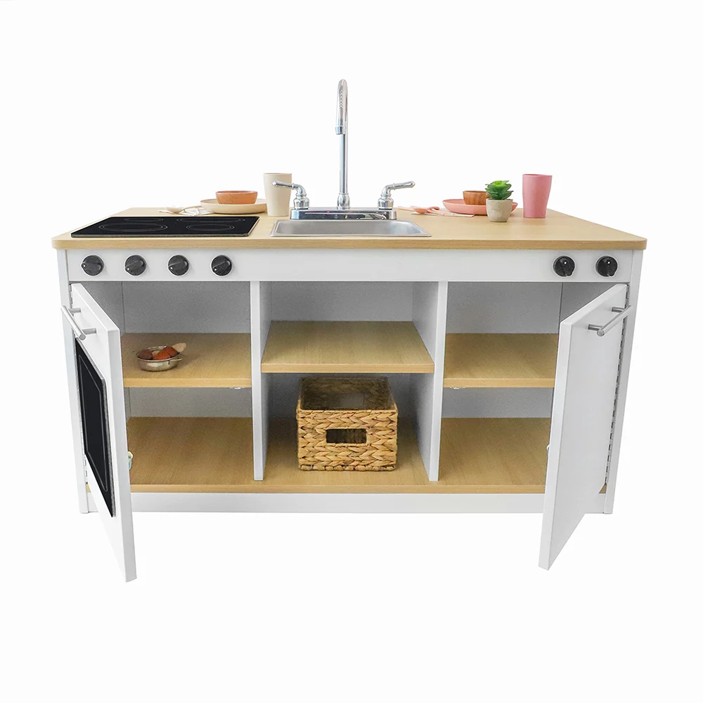 elevatED™ Toy Kitchen Island Breakfast Bar | Modern Play Kitchen with Stove, Sink, Dishwasher & Social Seating - Image 6