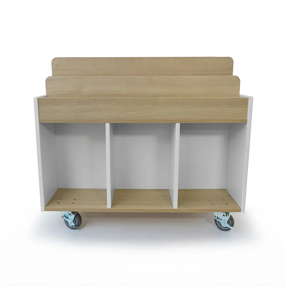 elevatED™ Mobile Book Storage Island | Book Browser with Vertical Display Rows & Deep Storage Compartments