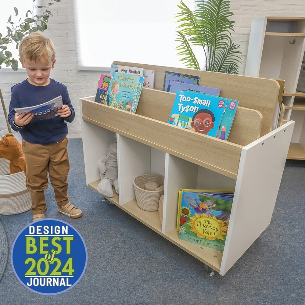 elevatED™ Mobile Book Storage Island | Book Browser with Vertical Display Rows & Deep Storage Compartments - Image 4