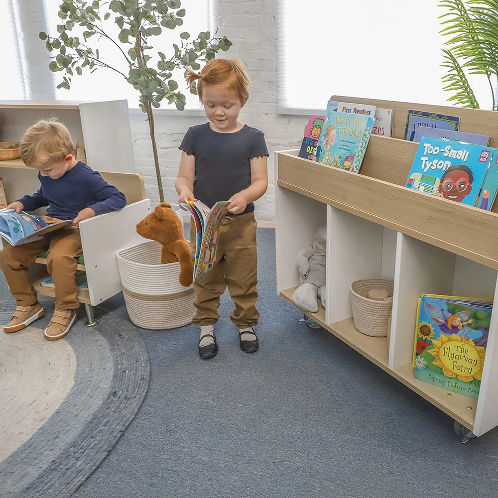 elevatED™ Mobile Book Storage Island | Book Browser with Vertical Display Rows & Deep Storage Compartments - Image 5