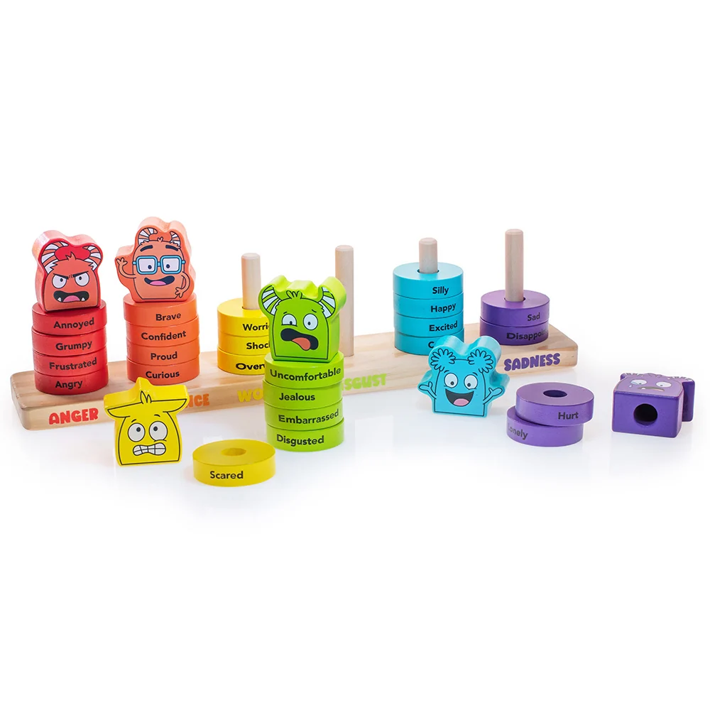 Wooden Feelings Stacking Rings | Emotional Expression & Color Learning Toy