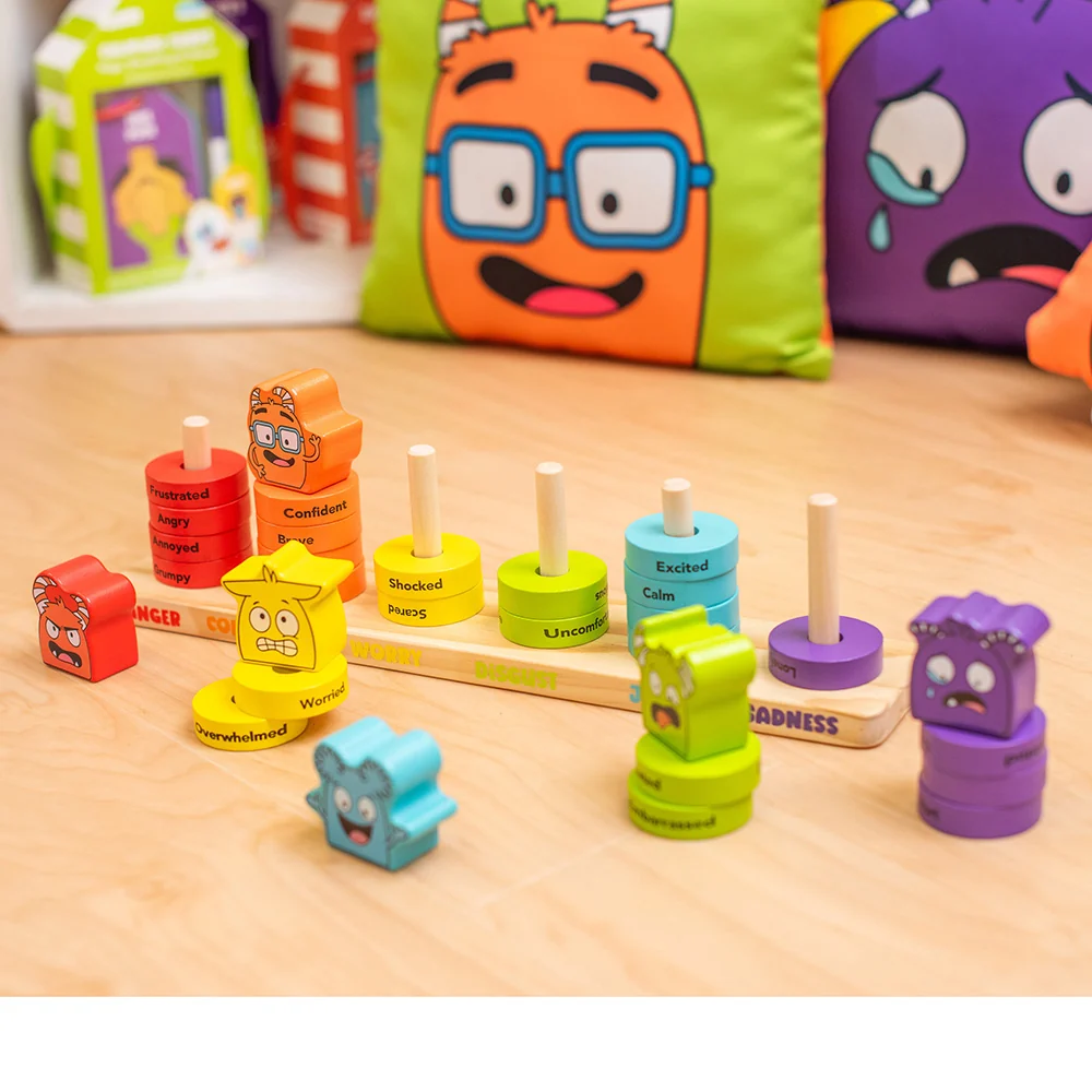 Wooden Feelings Stacking Rings | Emotional Expression & Color Learning Toy - Image 11