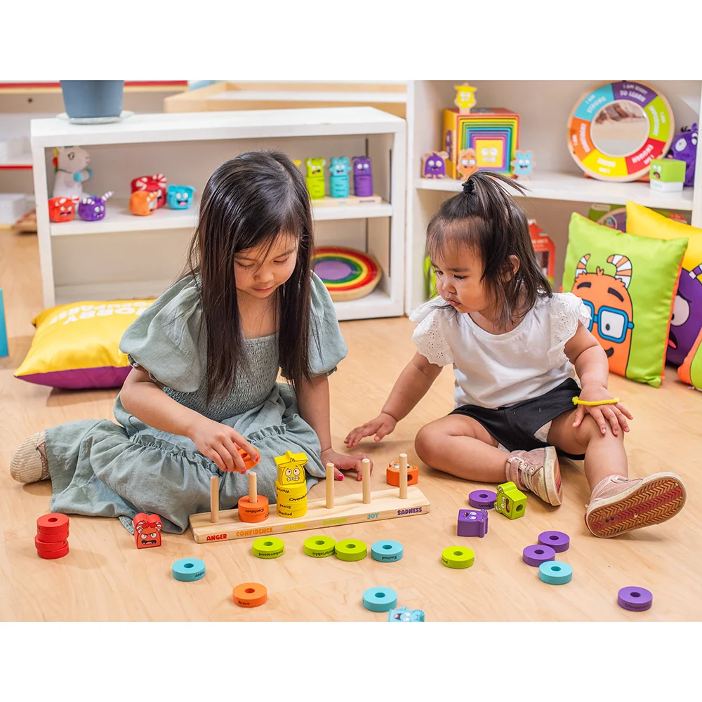 Wooden Feelings Stacking Rings | Emotional Expression & Color Learning Toy - Image 5