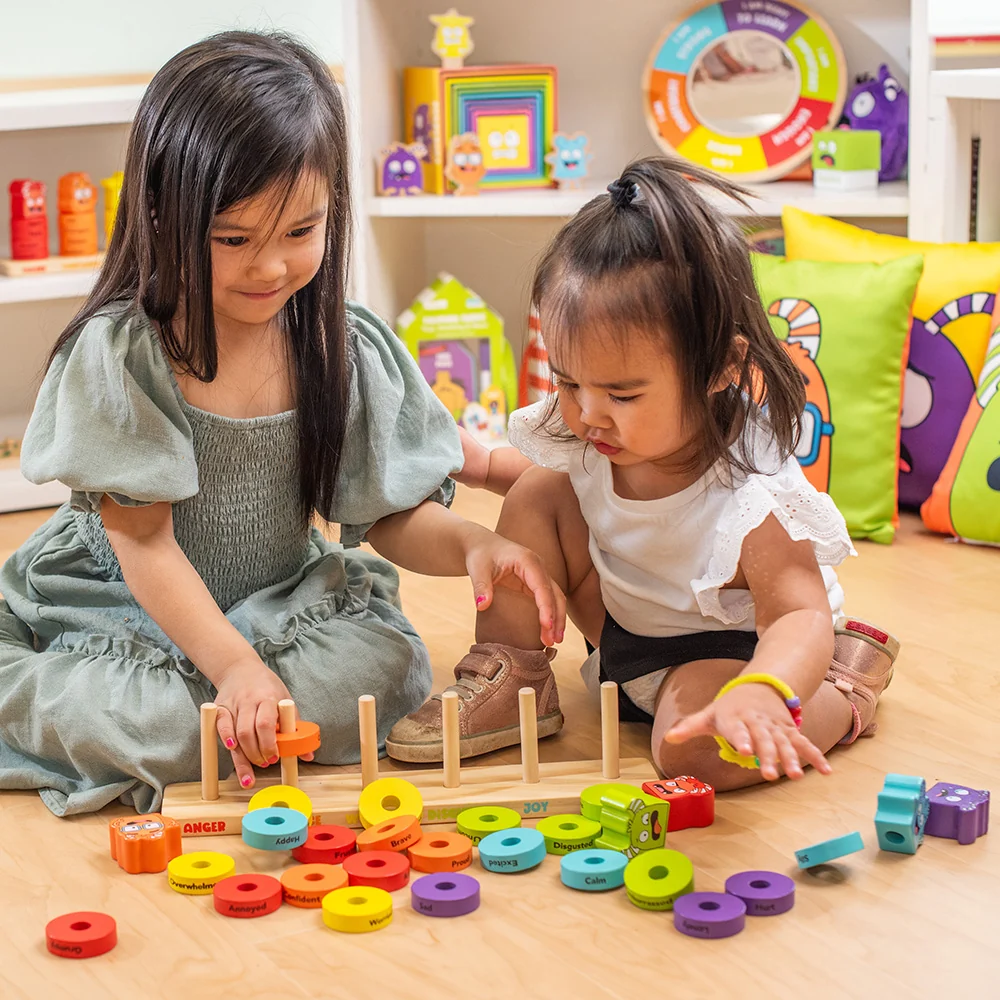 Wooden Feelings Stacking Rings | Emotional Expression & Color Learning Toy - Image 6