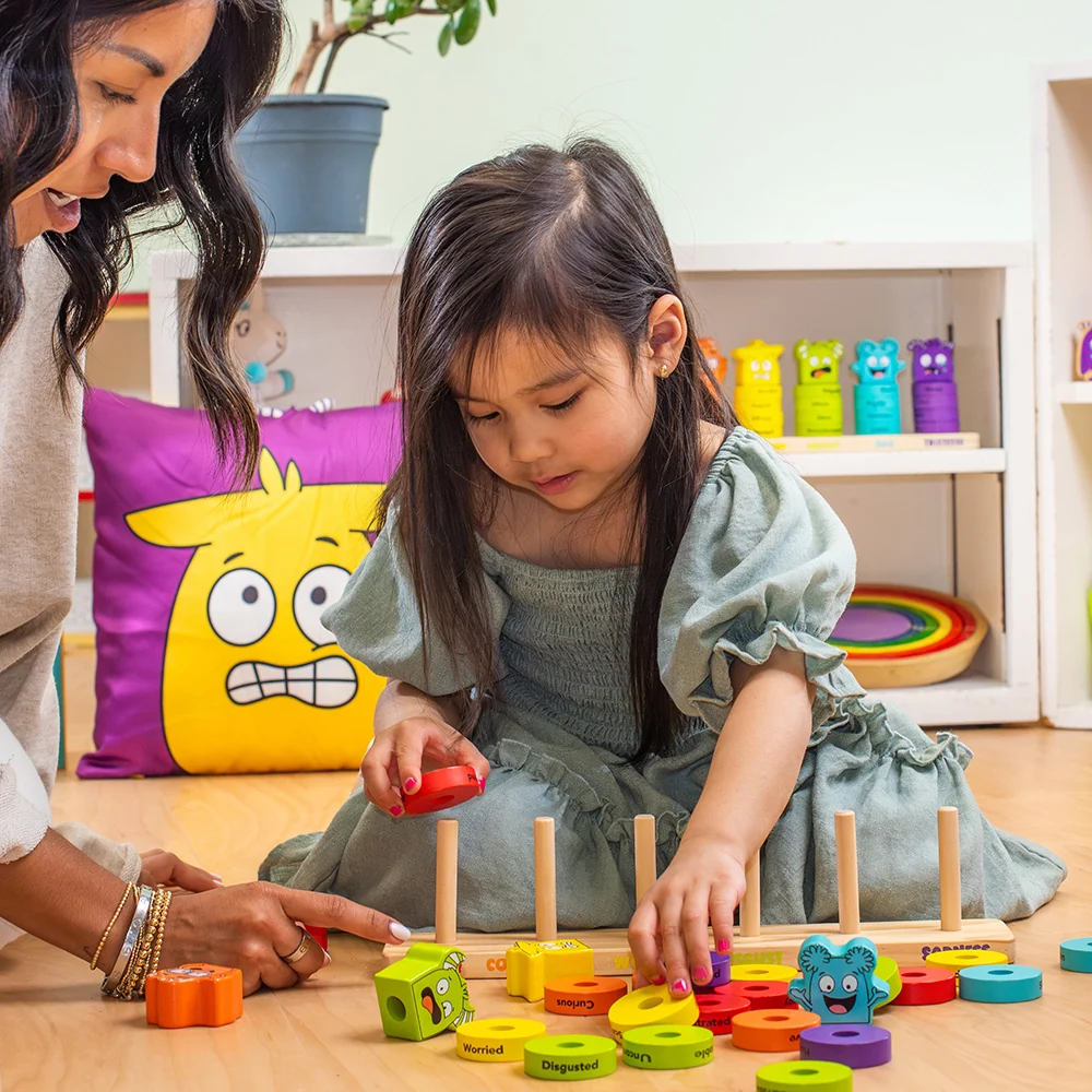 Wooden Feelings Stacking Rings | Emotional Expression & Color Learning Toy - Image 7