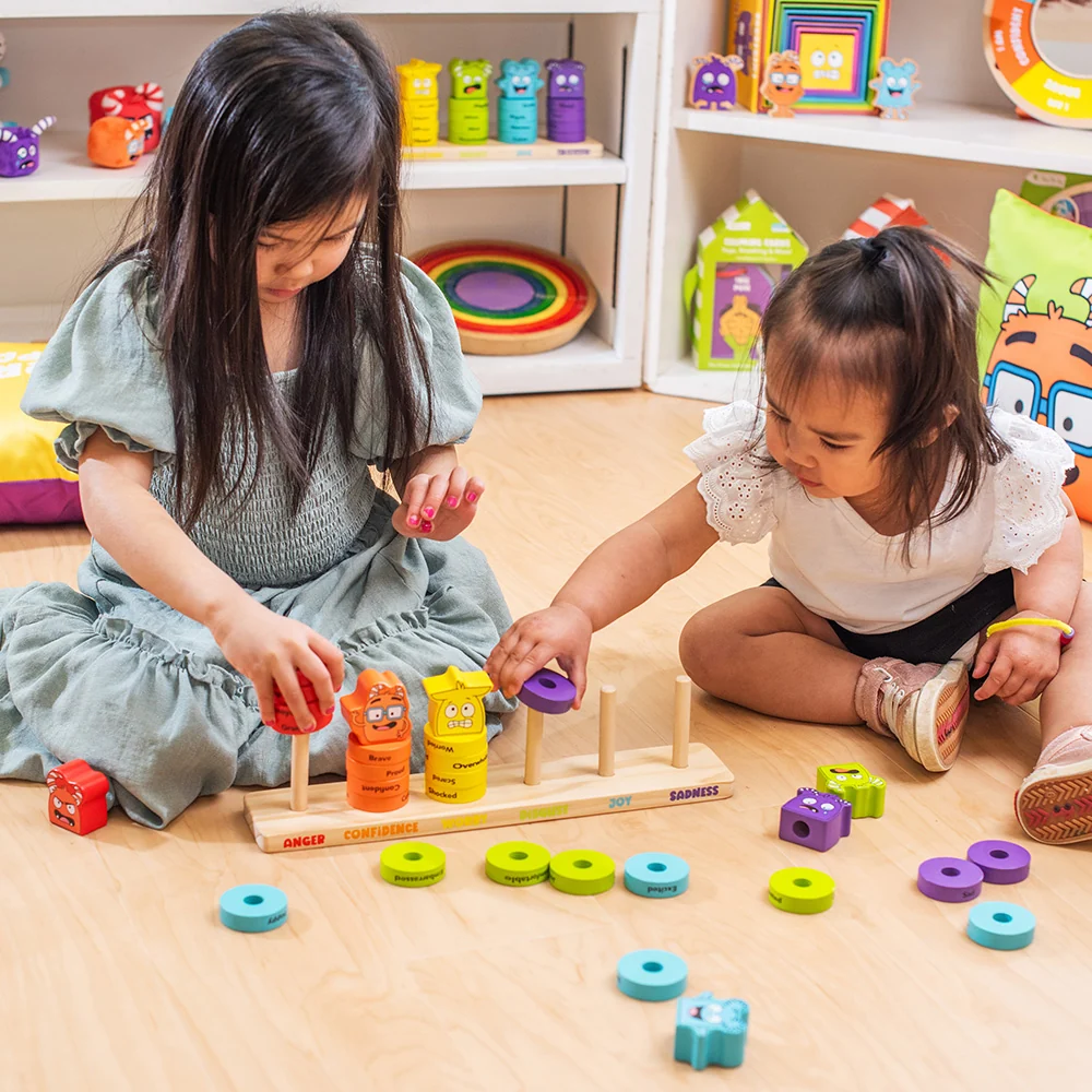 Wooden Feelings Stacking Rings | Emotional Expression & Color Learning Toy - Image 9