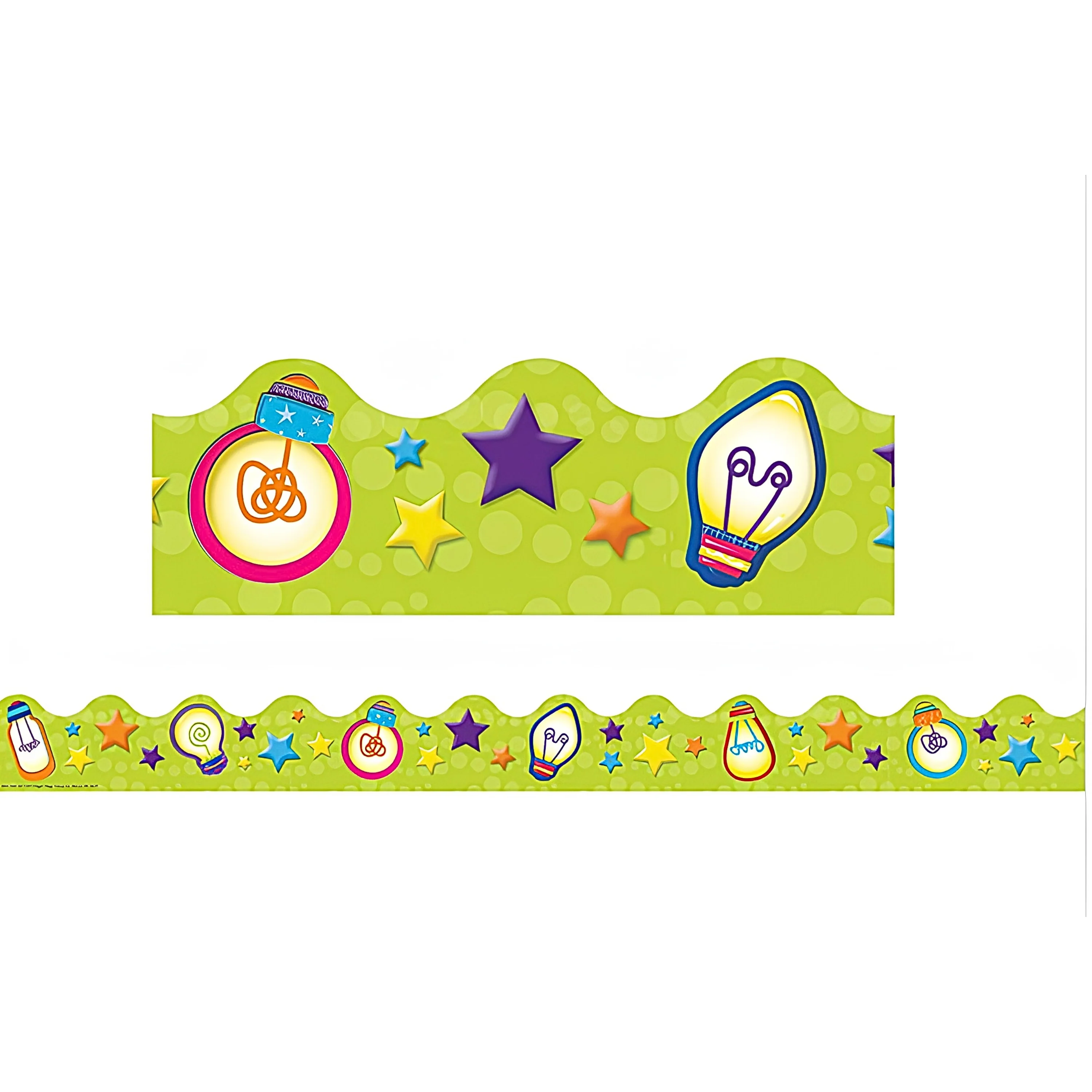 Eureka Color My World Light Bulb Scalloped Bulletin Board Deco Trim Border, 12-Pack