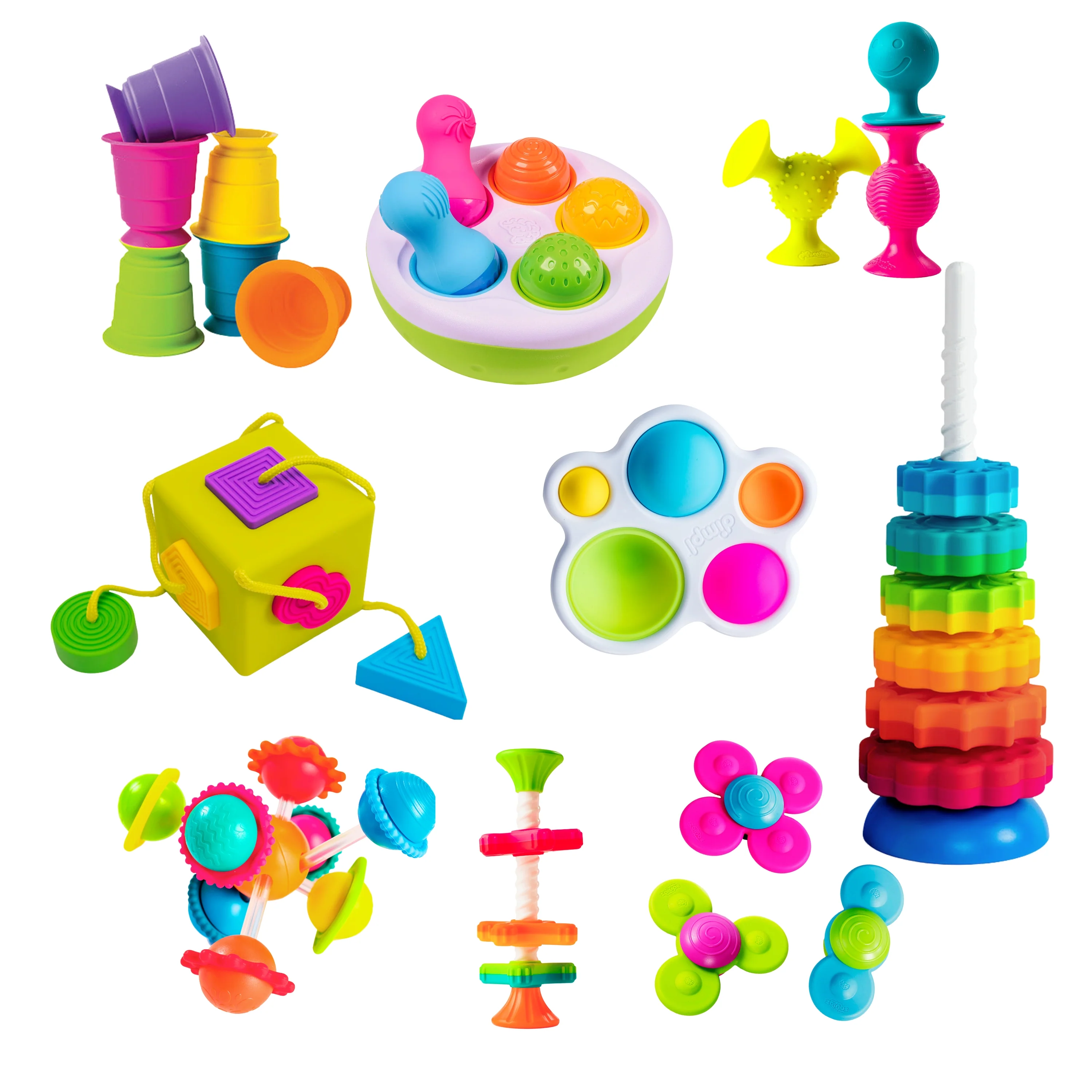 Fat Brain Toddler Sensory Toy Bundle | 9-Piece STEM & Fine Motor Development Set