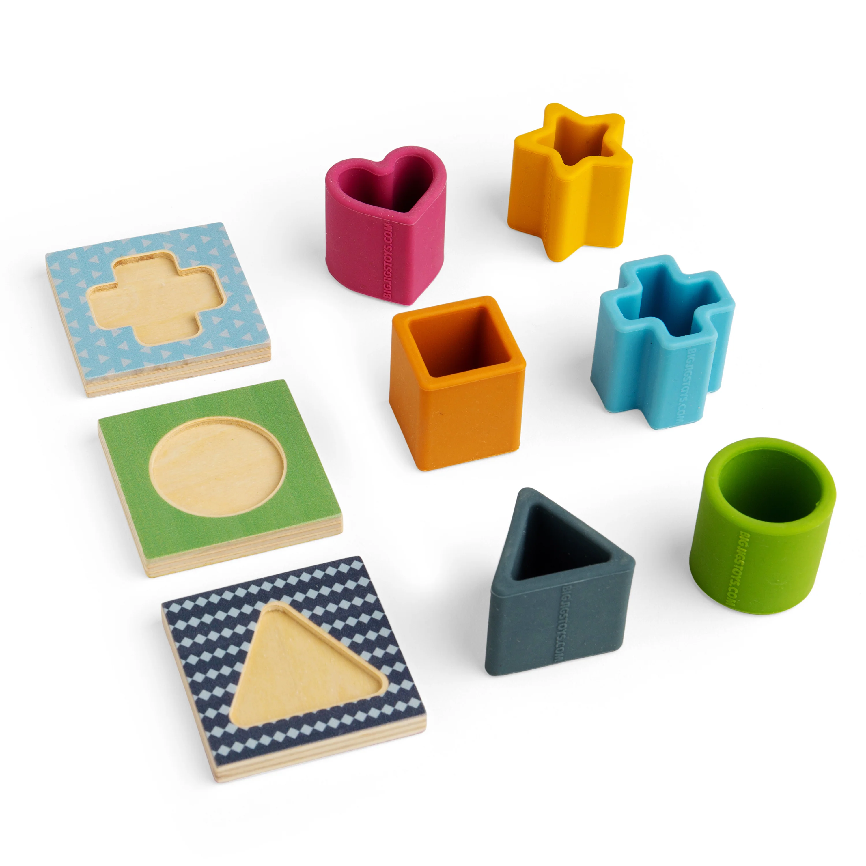 Feel and Find Matching Game | Sensory Shape Sorter with Silicone Pieces, Wooden Matching Boards & Drawstring Bag