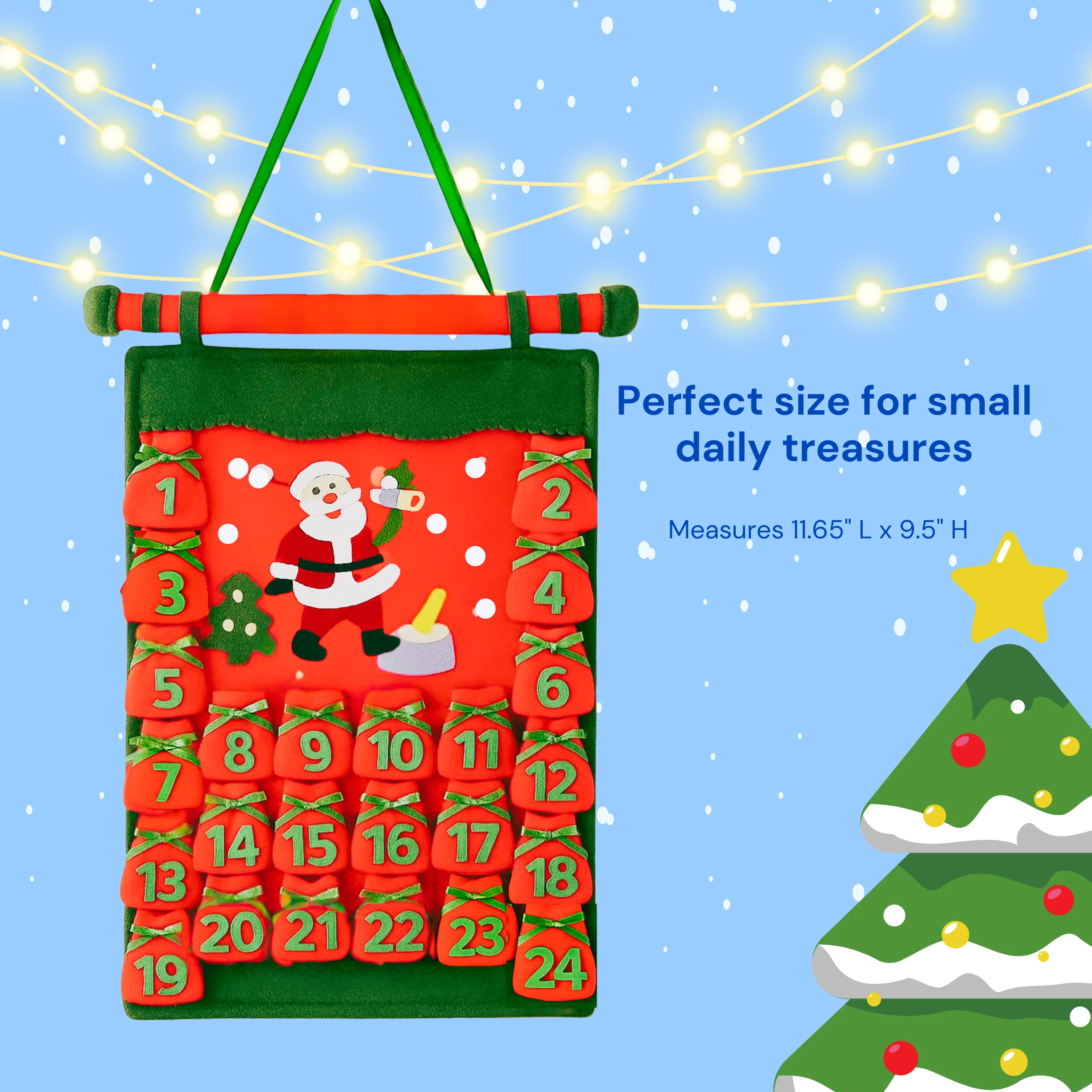 Felt Santa Advent Calendar Banner – Reusable Christmas Countdown Decoration - Image 4