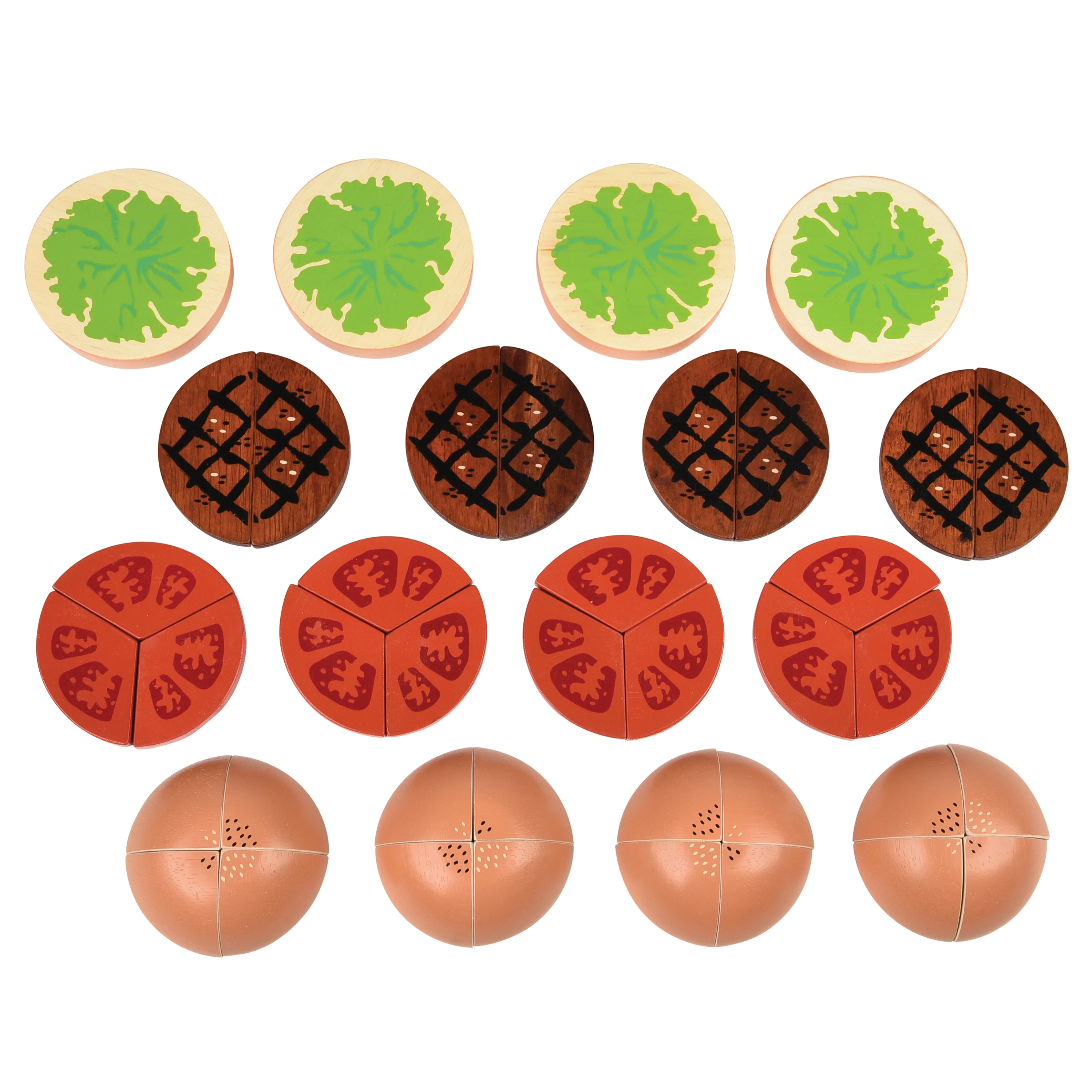Wooden Fraction Burgers - 40 pieces Montessori Inspired - Image 4