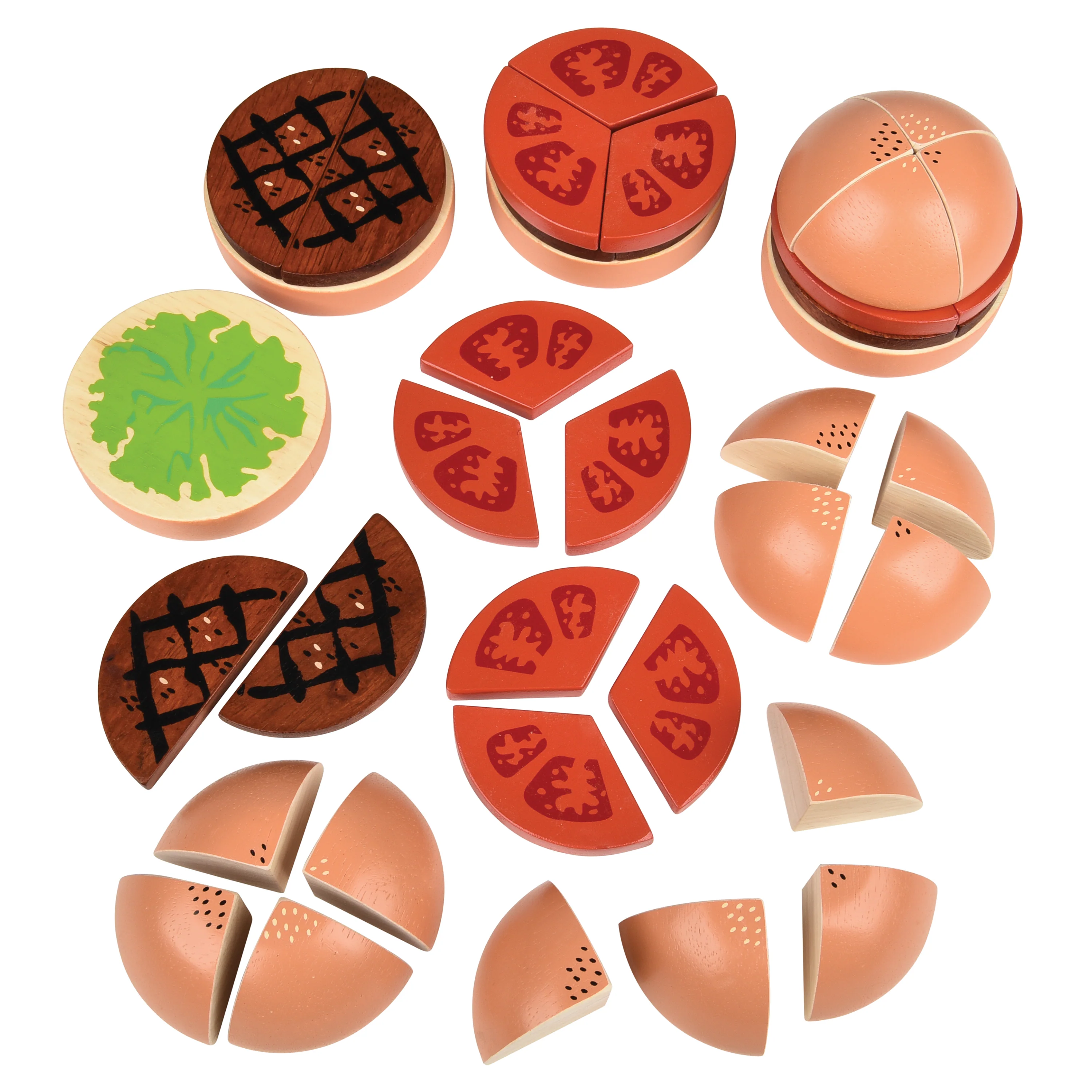 Wooden Fraction Burgers - 40 pieces Montessori Inspired - Image 5