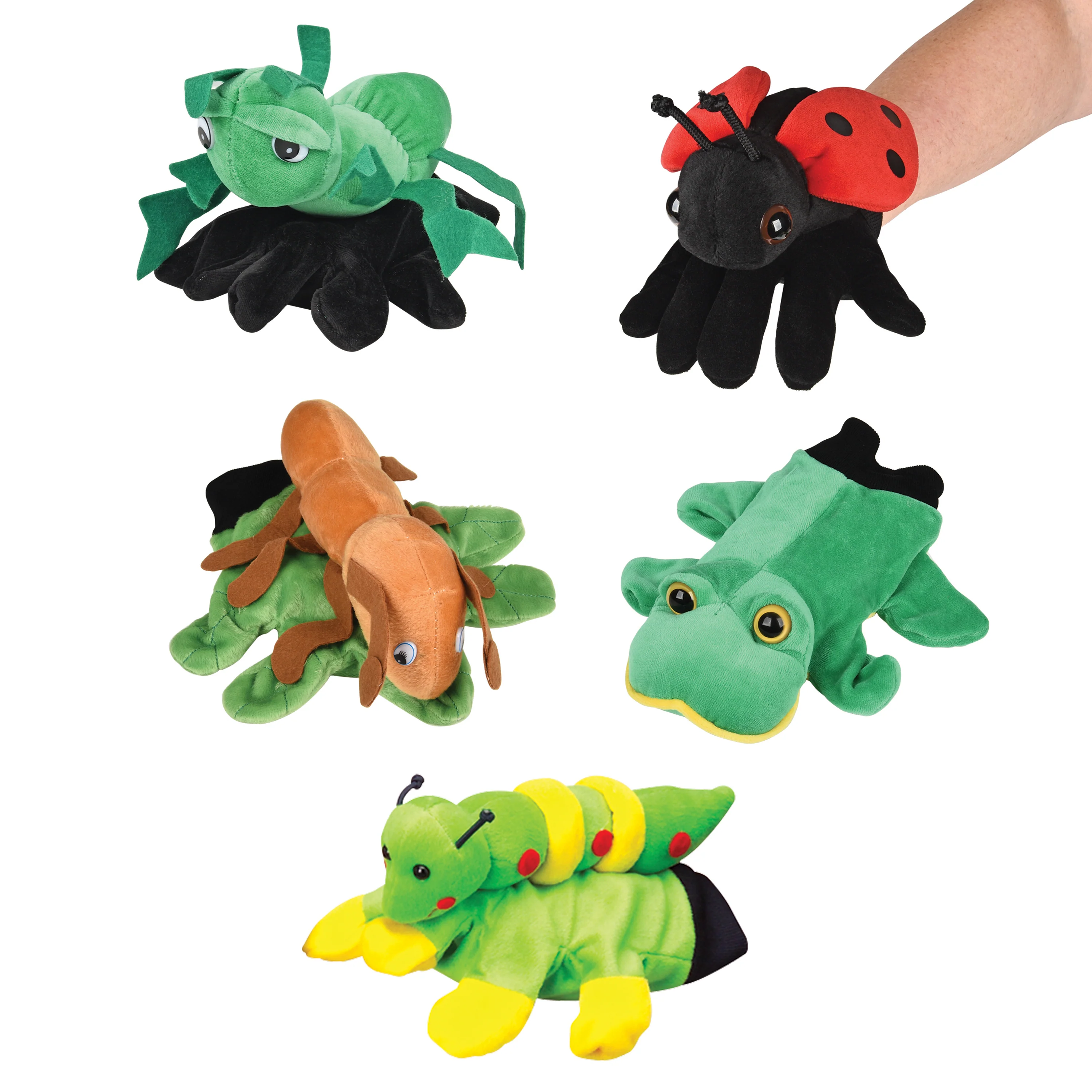Garden Friends Glove Puppets 5-Piece Set | Soft Plush Hand Puppets