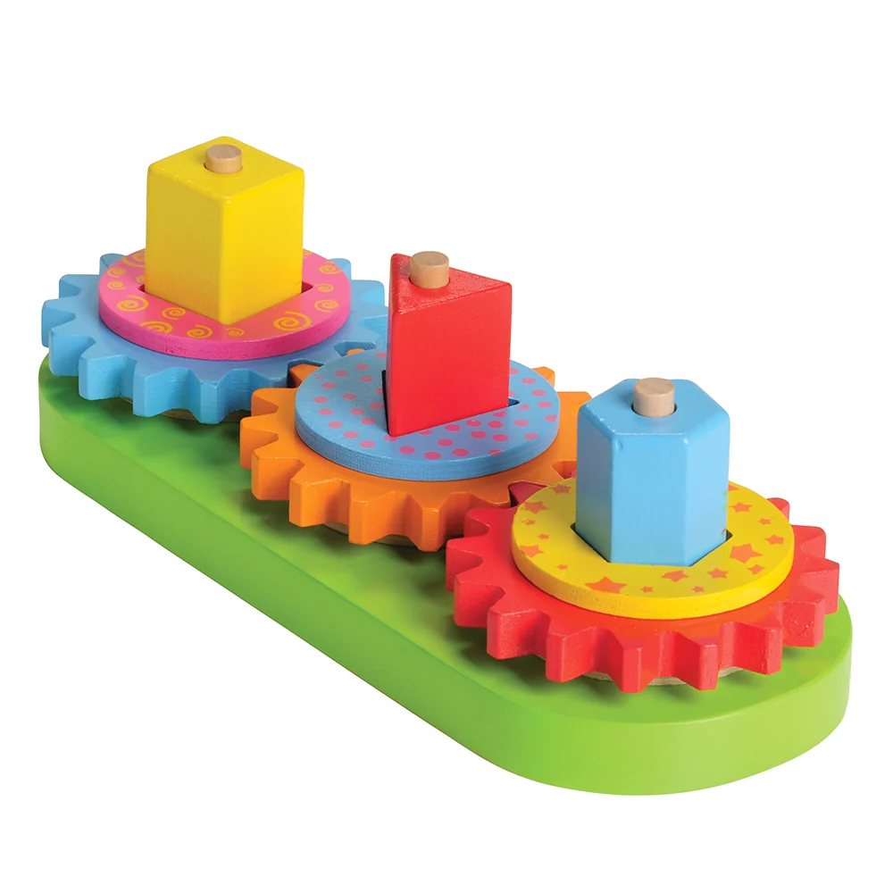 Geared Shape Toddler Puzzle | Wooden Gear and Shape Matching 13-Piece Set - Image 2