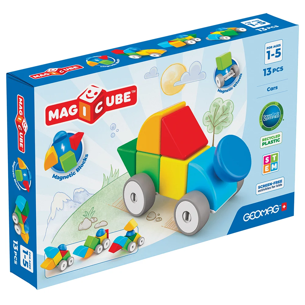 Geomag Magicube™ Magnetic Block Cars | 13-Piece STEM Building Set - Image 5