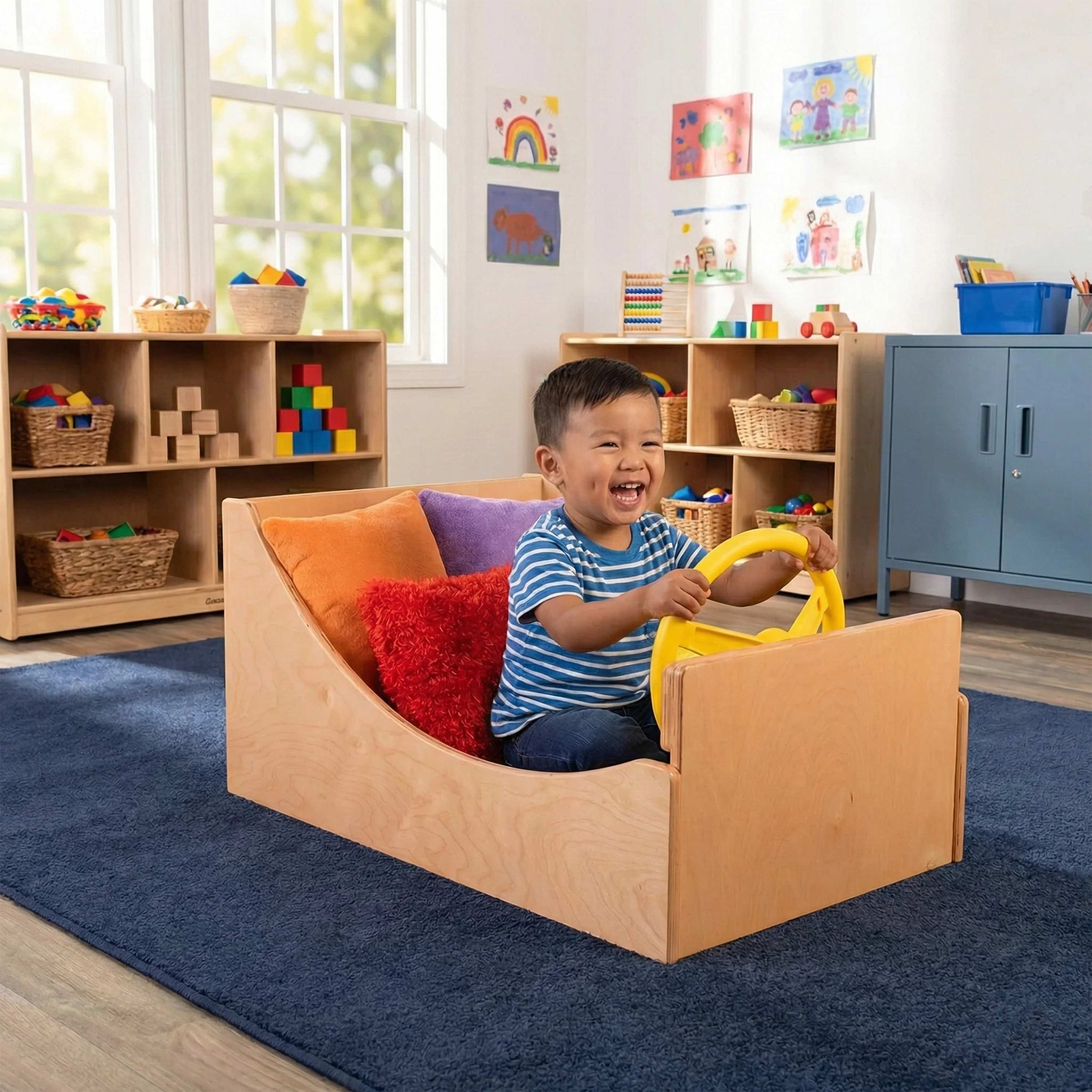 Get-In-'N-Go Imaginative Play Wooden Box | Baltic Birch Pretend Driving & Role Play Center - Image 2