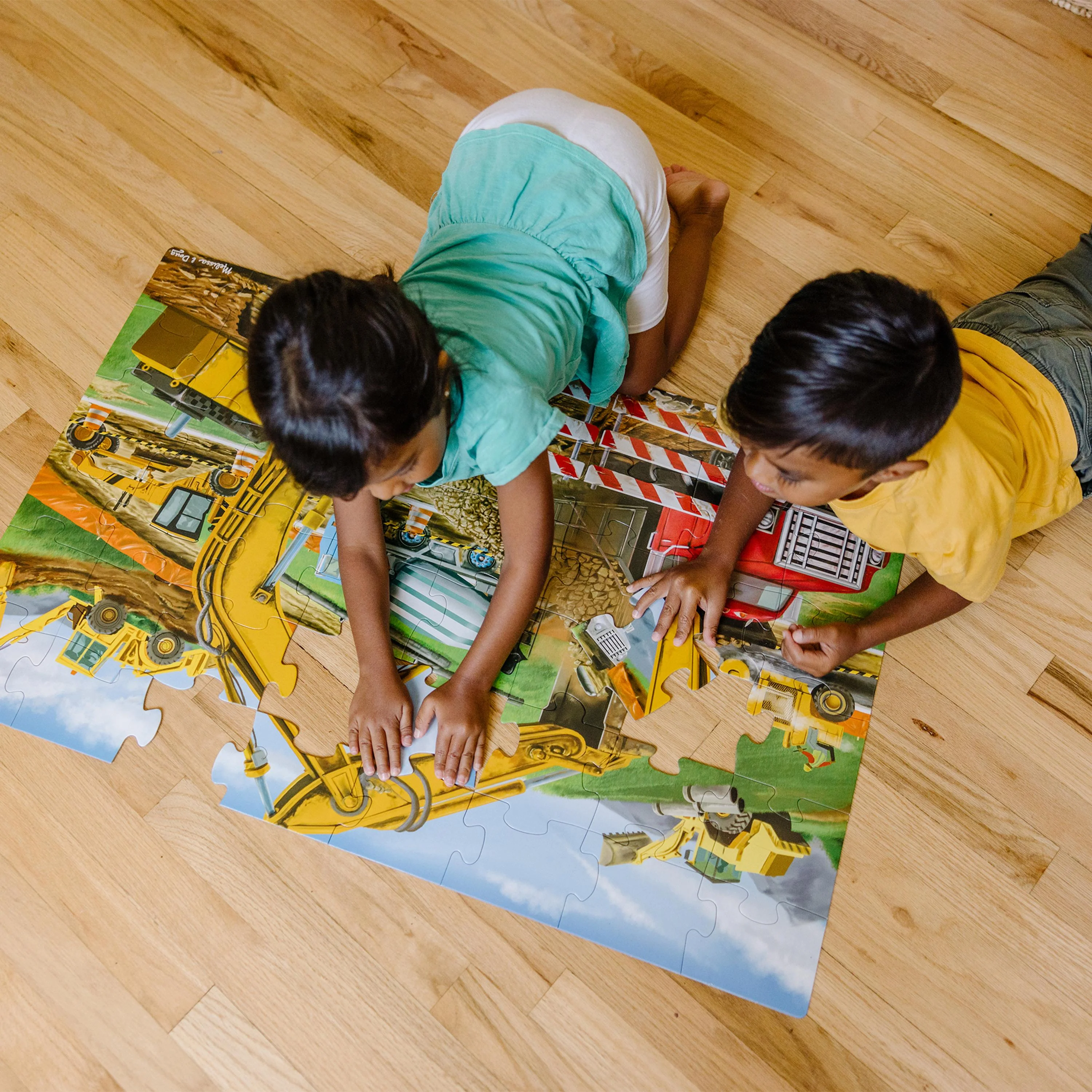 Giant Floor Puzzles | Set of 4 Educational Floor Puzzles Featuring Construction, Solar System, Dinosaurs & Farm Scenes - Image 7