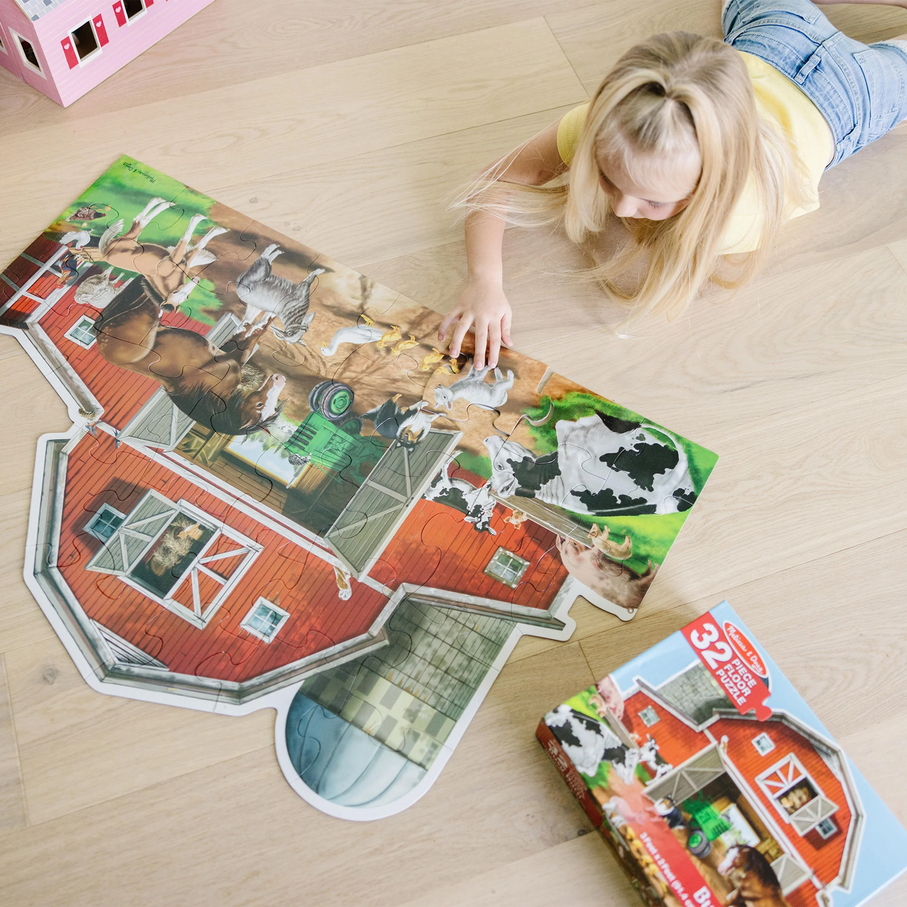 Giant Floor Puzzles | Set of 4 Educational Floor Puzzles Featuring Construction, Solar System, Dinosaurs & Farm Scenes - Image 9