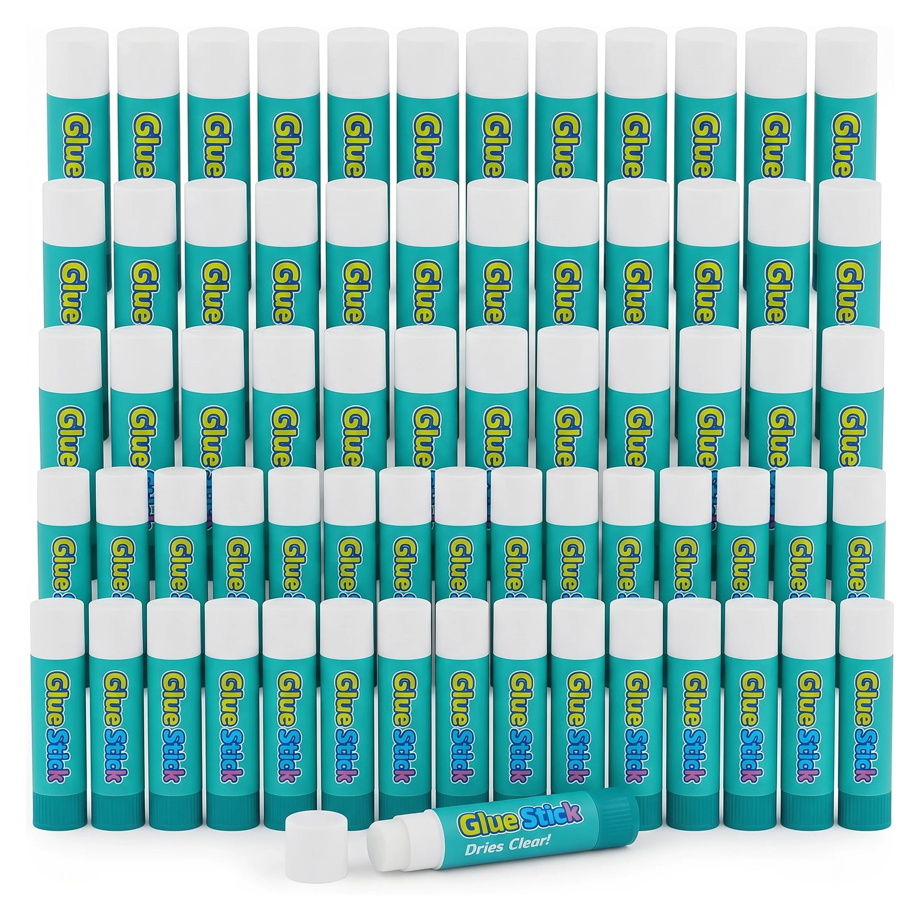 Washable Glue Stick Bundle Pack of 60 | Clear Dry, Non-Toxic School Glue Sticks with Smooth Application & Twist-Up Design