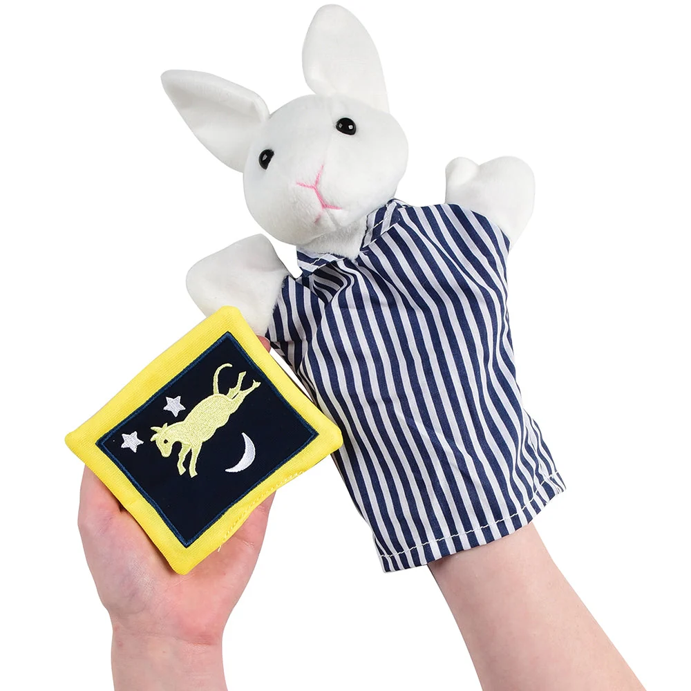 Goodnight Moon Puppet and Props Storytelling Set with Board Book* | Bunny Hand Puppet, 19 Fabric Story Props, Backdrop & Storage Bag - Image 3