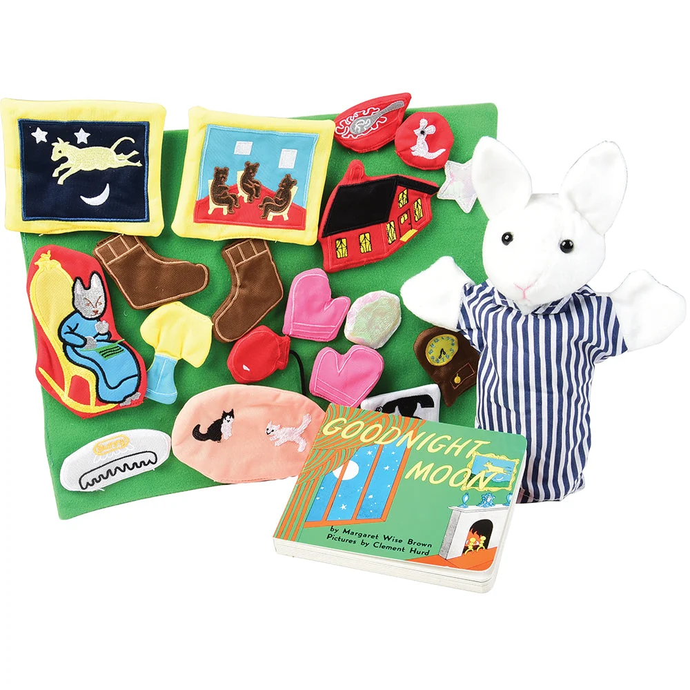 Goodnight Moon Puppet and Props Storytelling Set with Board Book* | Bunny Hand Puppet, 19 Fabric Story Props, Backdrop & Storage Bag - Image 9