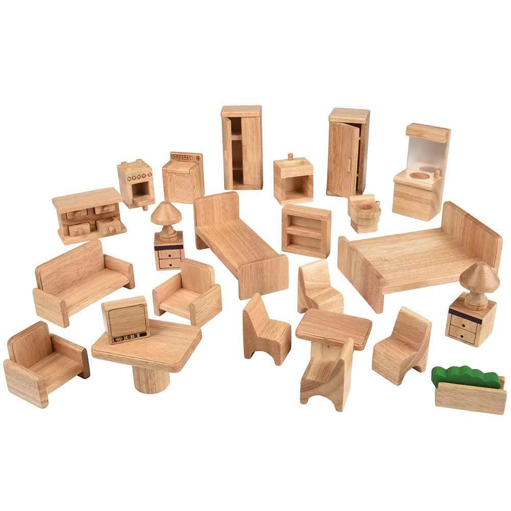 Hardwood Dollhouse Furniture Set | 26 Piece Set - Image 2