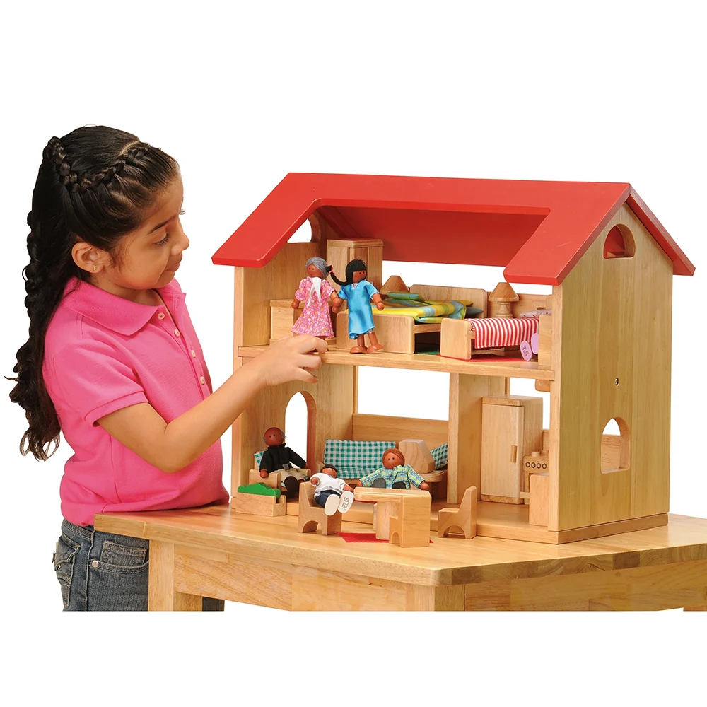 Hardwood Pretend Play Dollhouse - Image 3