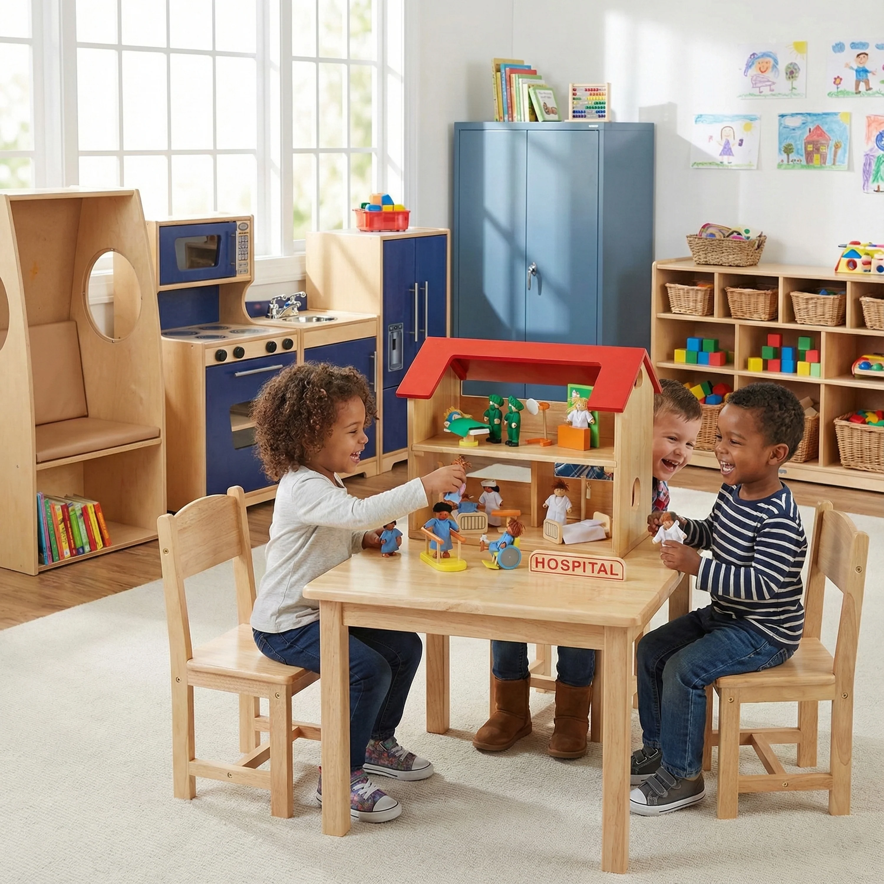 Hardwood Pretend Play Dollhouse - Image 4