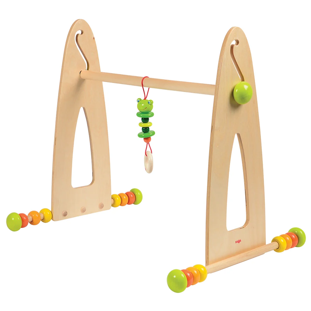 Adjustable Wooden Infant Play Gym with Frog Pull Toy | Perfect for Tummy Time & Floor Play - Image 7
