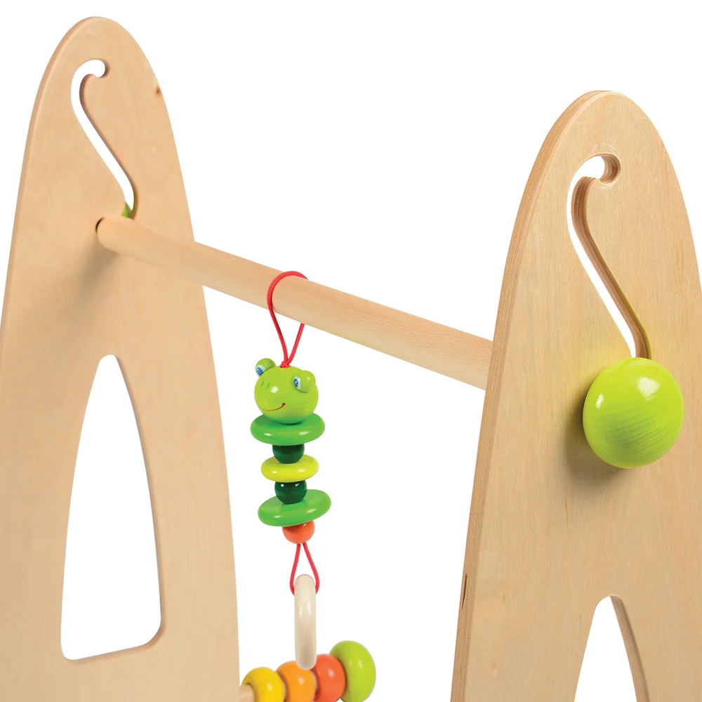 Adjustable Wooden Infant Play Gym with Frog Pull Toy | Perfect for Tummy Time & Floor Play - Image 8