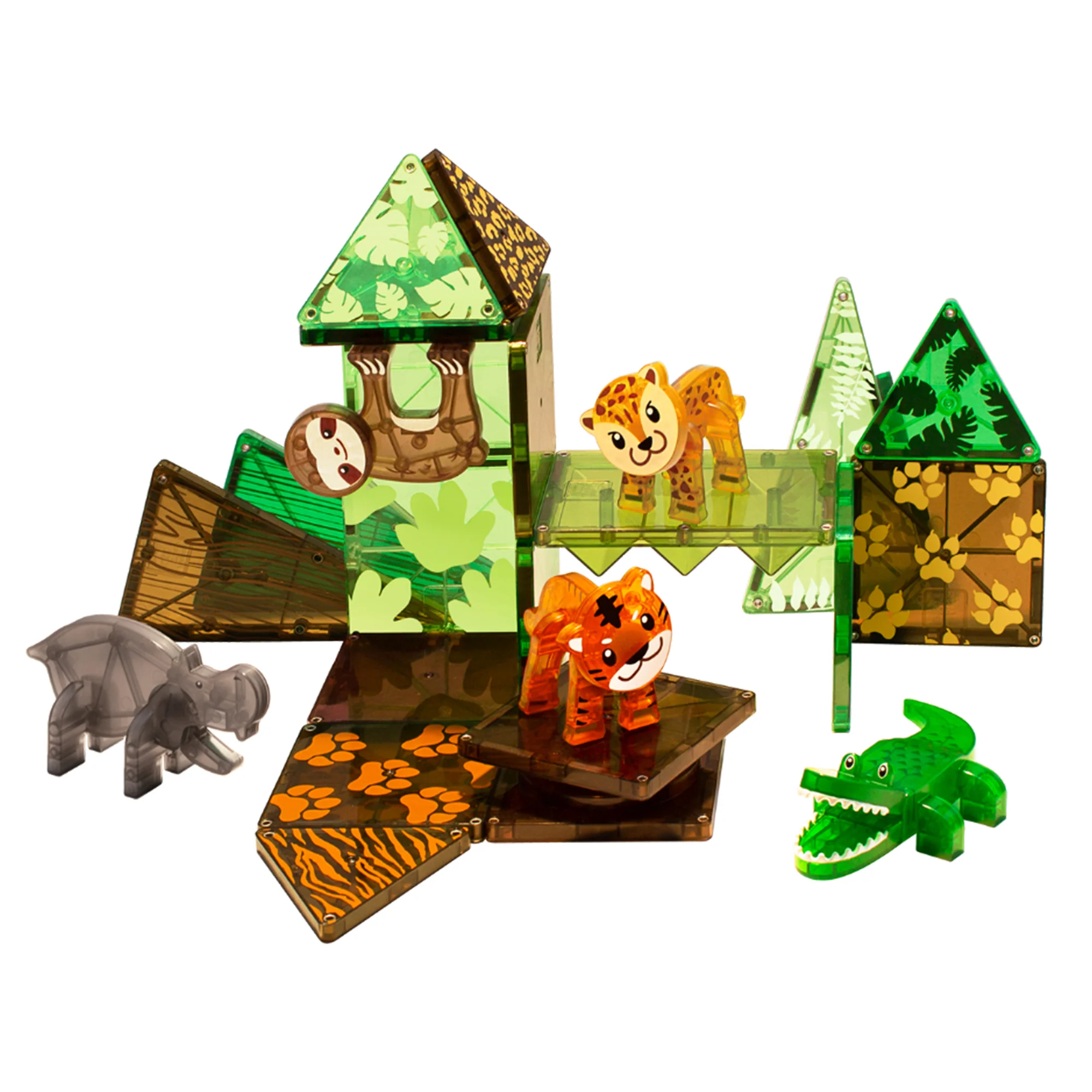 Magna-Tiles Jungle Adventure Set | Magnetic Animal Building Tiles