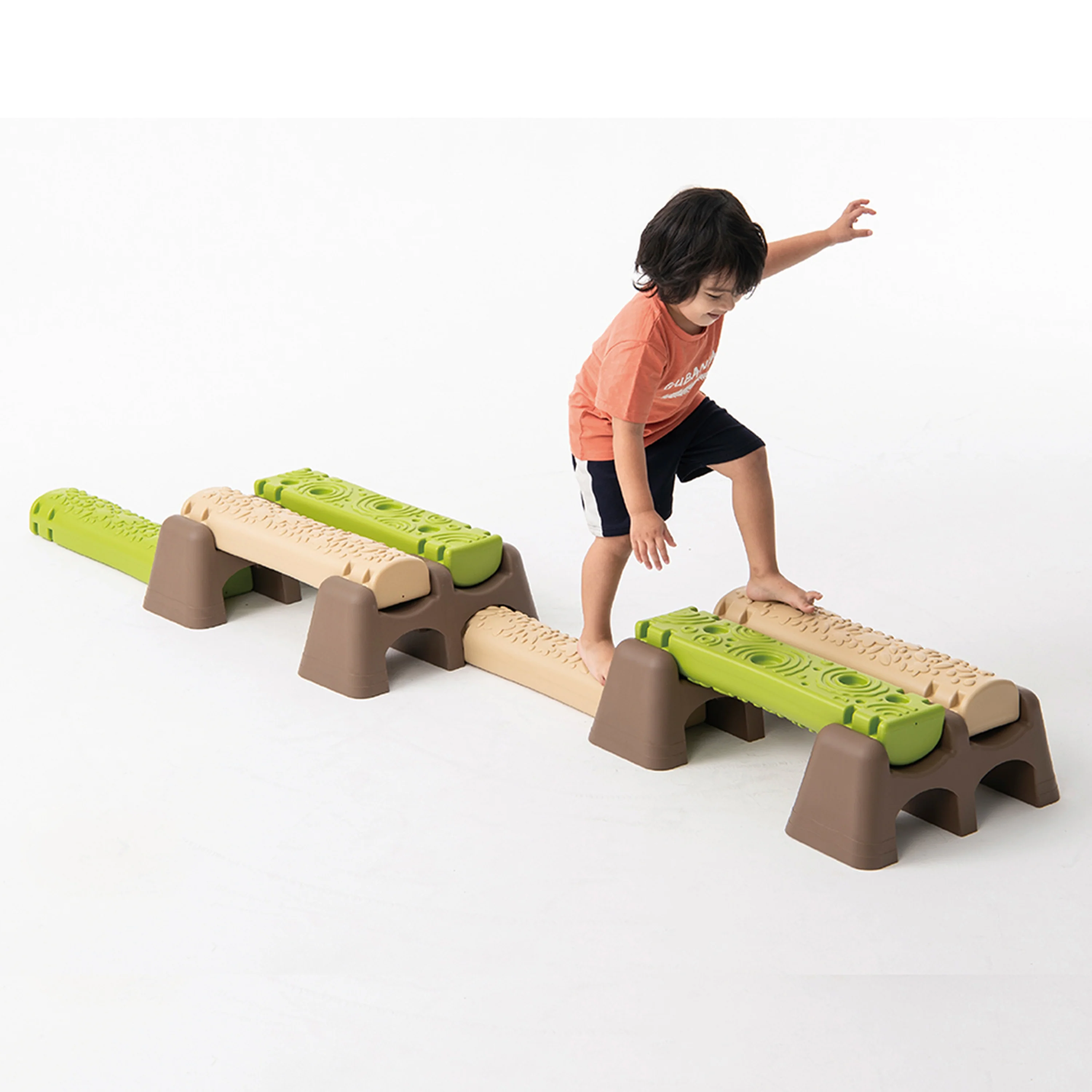 Jungle Trail Balance Logs & Bases | Gross Motor Balance Path Set with Textured Logs & Sturdy Stepping Bases - Image 5