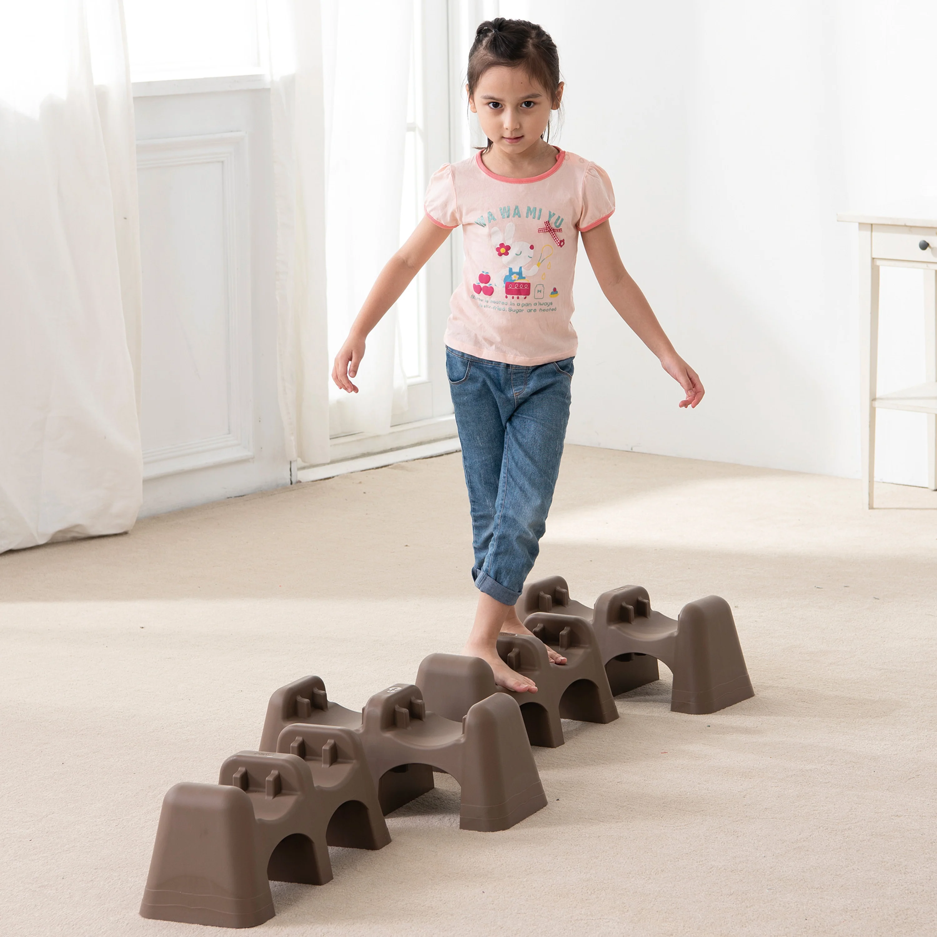 Jungle Trail Balance Logs & Bases | Gross Motor Balance Path Set with Textured Logs & Sturdy Stepping Bases - Image 6