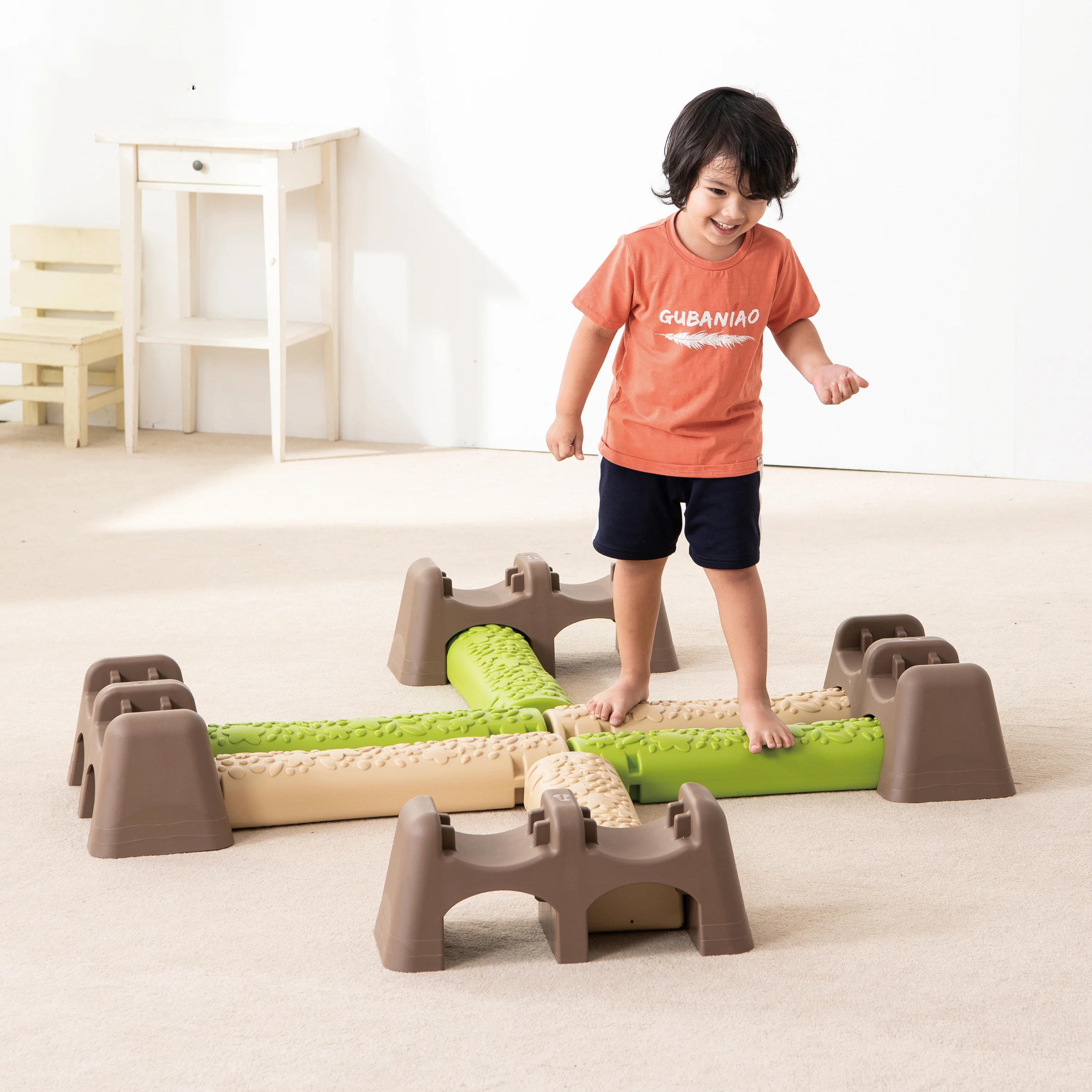 Jungle Trail Balance Logs & Bases | Gross Motor Balance Path Set with Textured Logs & Sturdy Stepping Bases - Image 7