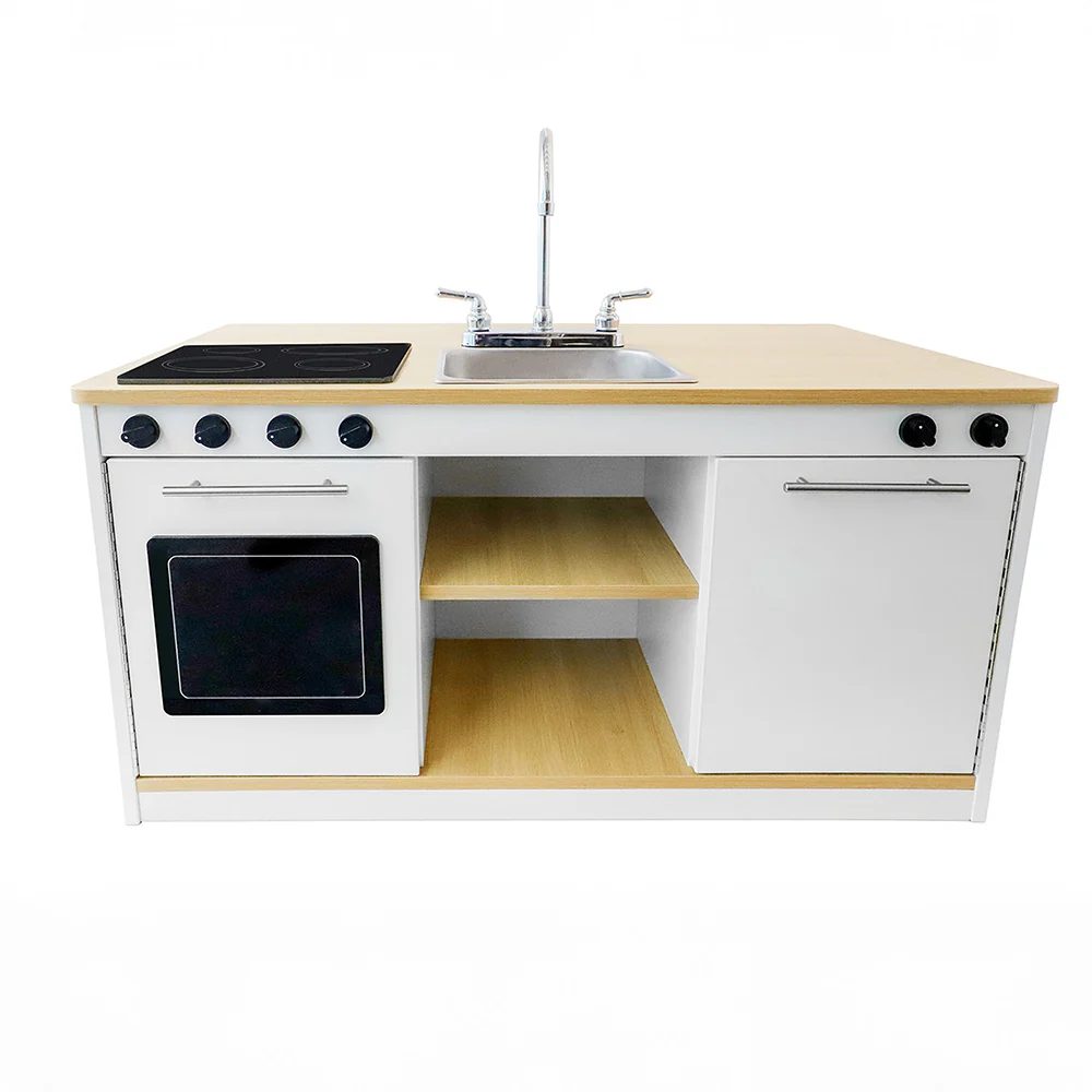 elevatED™ Toy Kitchen Island Breakfast Bar | Modern Play Kitchen with Stove, Sink, Dishwasher & Social Seating - Image 4