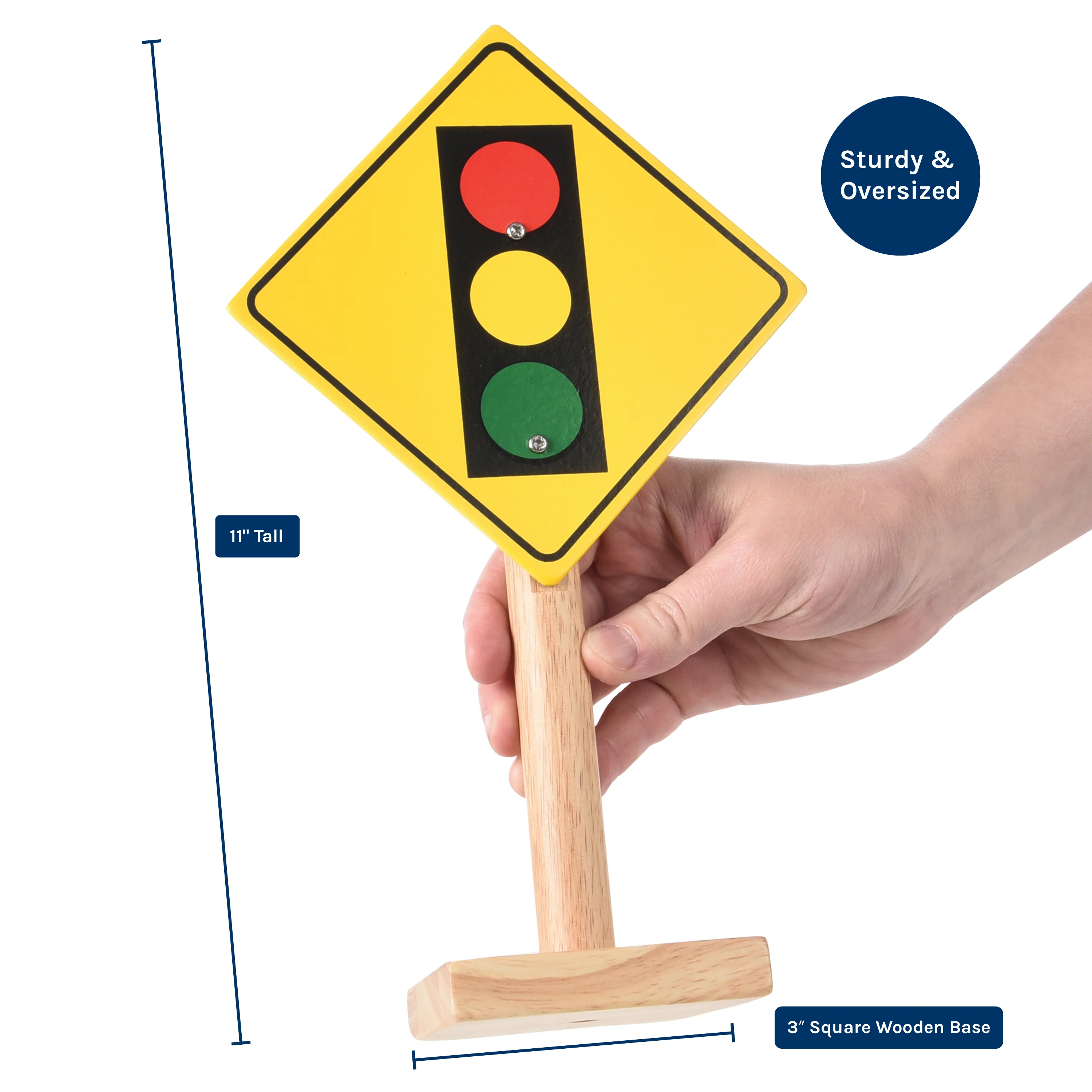 12-Piece Large Wooden International Traffic Sign Set | 11" Signs on 3" Bases for Classroom Safety Learning - Image 6