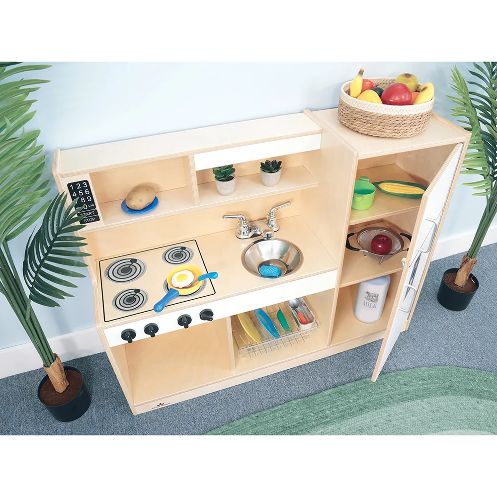 Let’s Play Toddler Kitchen Combo™ | All-in-One Pretend Play Kitchen Set in White - Image 4