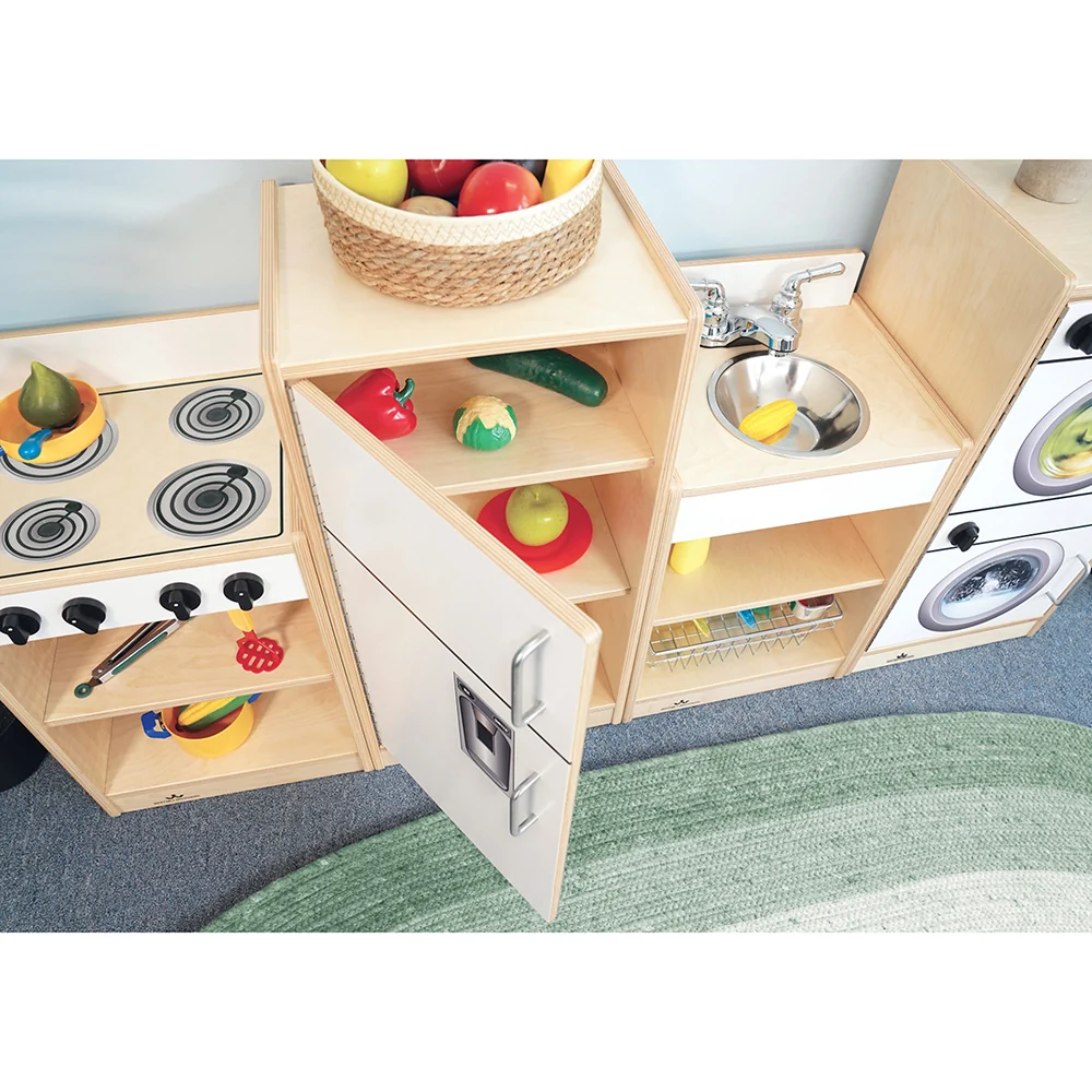 Let’s Play Toddler Kitchen | Toddler 4-Piece White Pretend Play Set with Stove, Sink, Fridge & Washer for Classrooms - Image 5