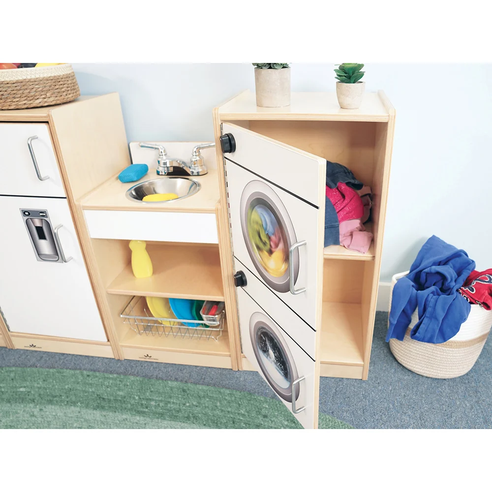 Let’s Play Toddler Kitchen | Toddler 4-Piece White Pretend Play Set with Stove, Sink, Fridge & Washer for Classrooms - Image 6