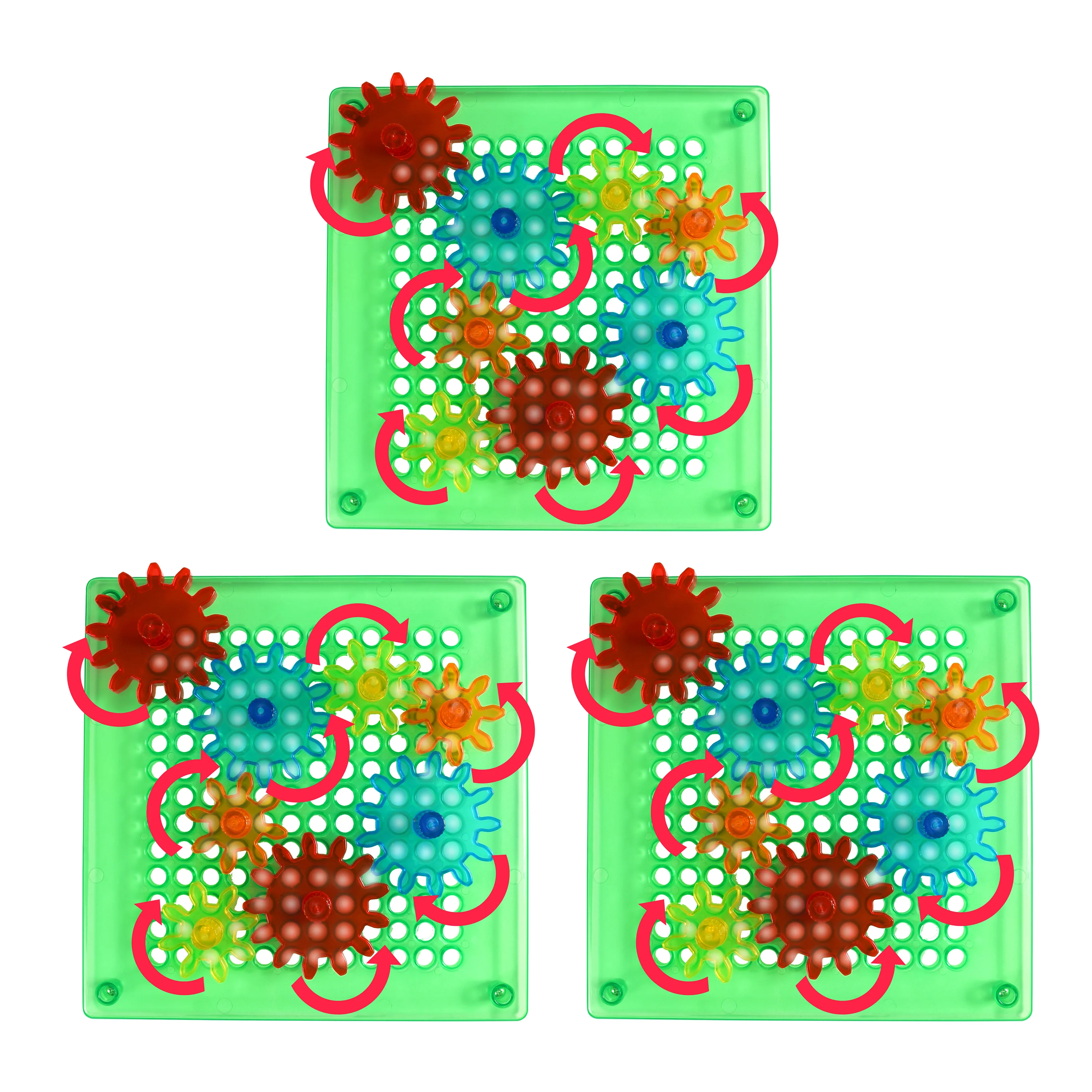 Light Table Gears & Plates | Set of 3 STEM Gear Boards with 24 Spinning Gears - Image 4