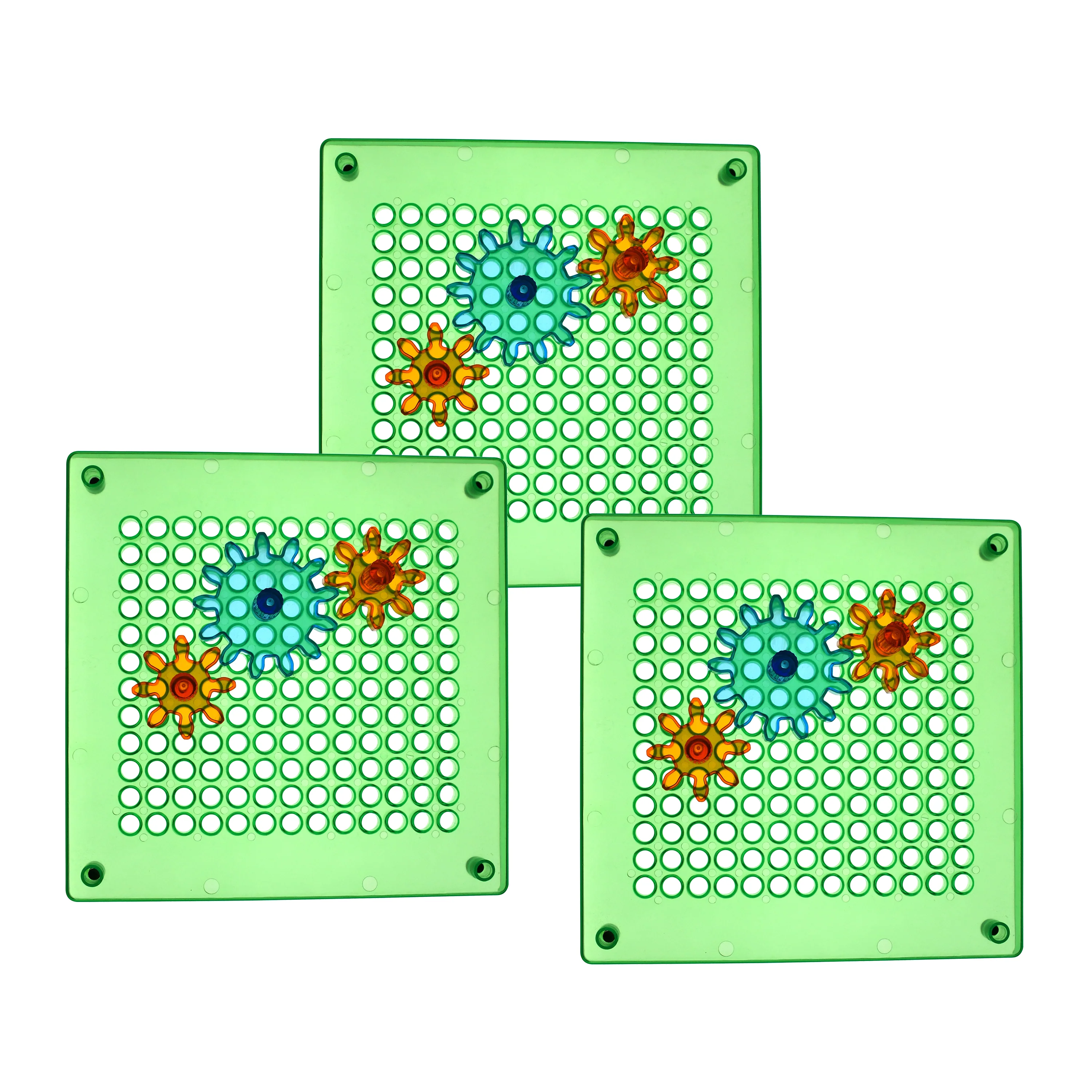 Light Table Gears & Plates | Set of 3 STEM Gear Boards with 24 Spinning Gears - Image 5