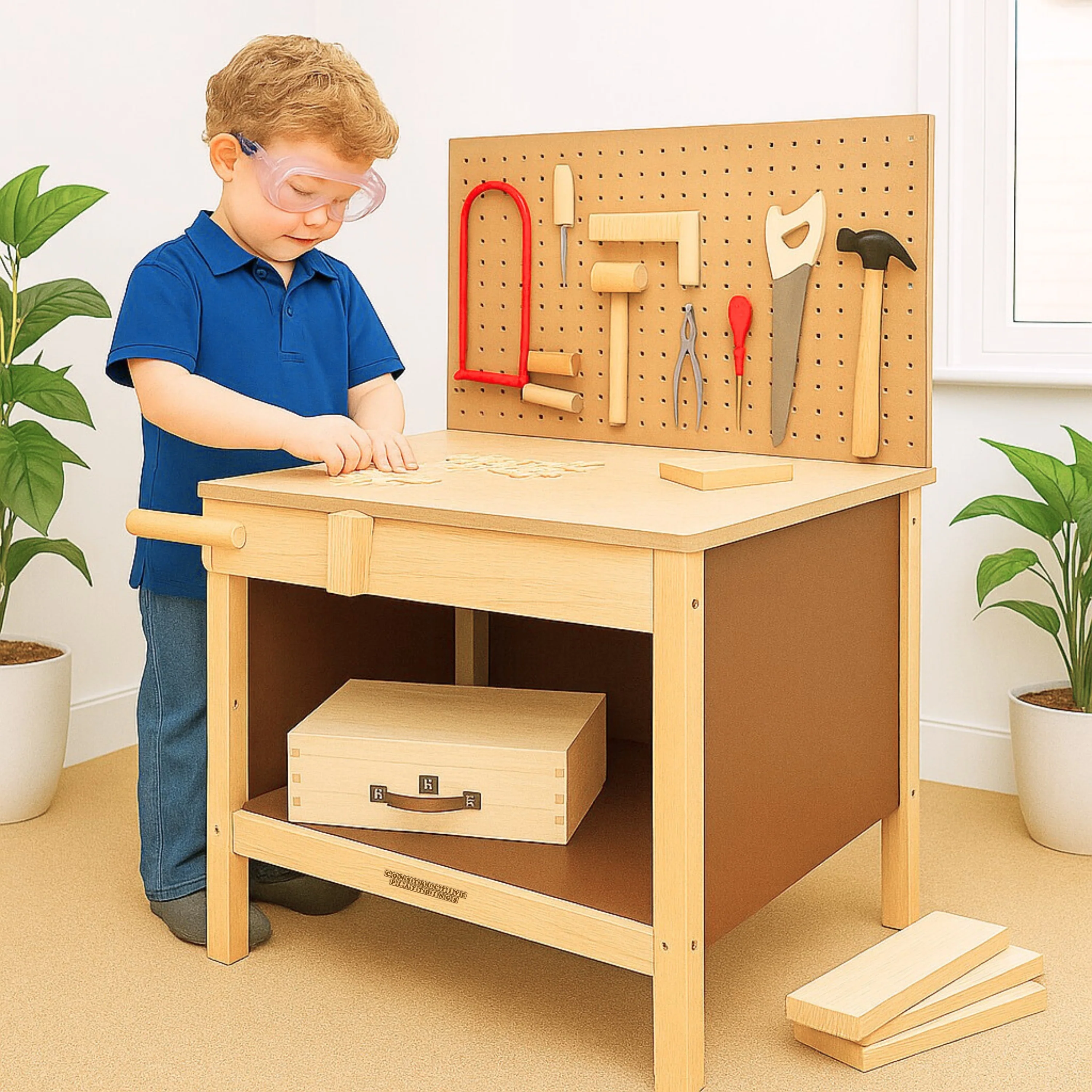 Little Carpenter Kids Wooden Work Bench - Image 12