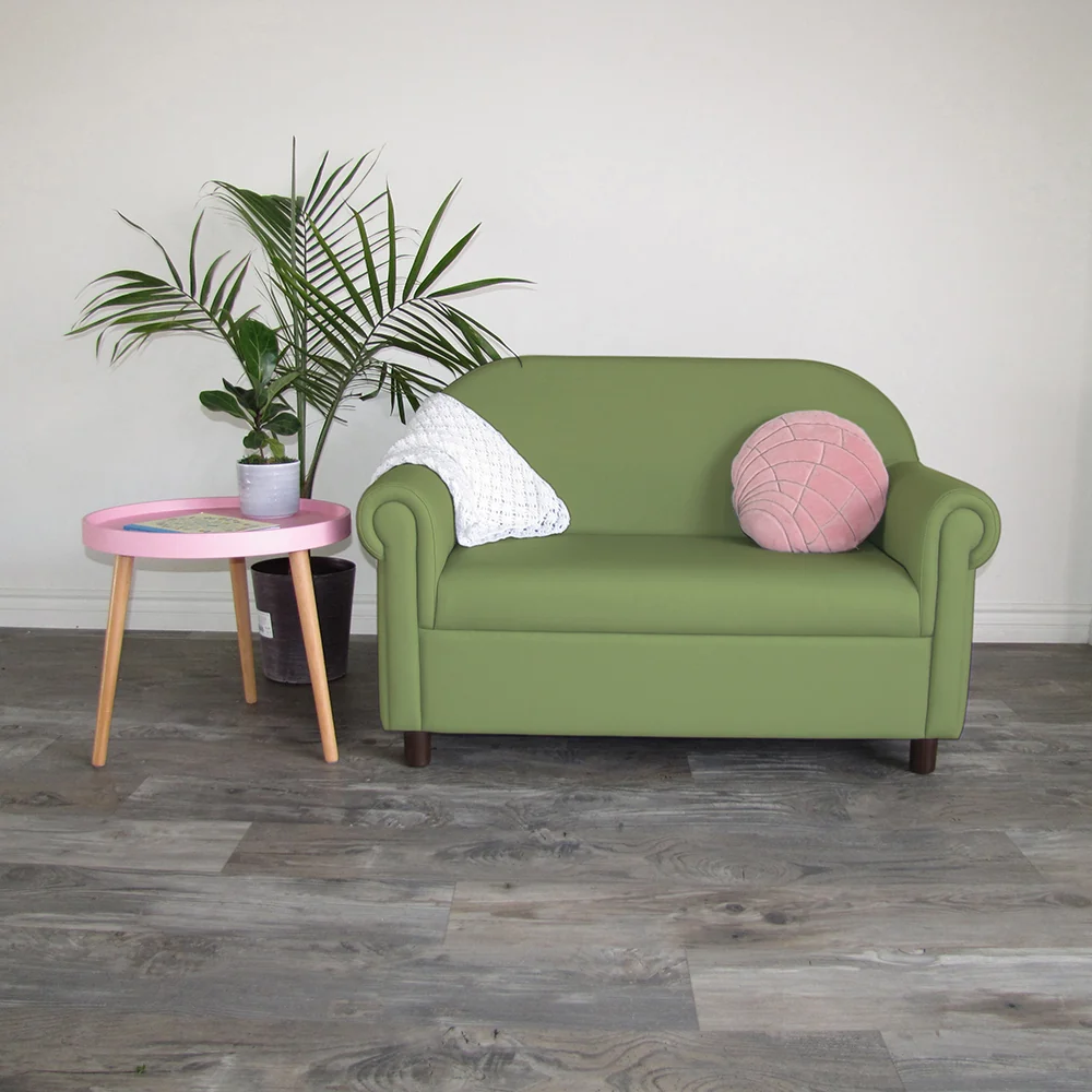 Little Lux Fern Green Preschool Chair & Sofa Set | Adjustable Faux Leather Kids’ Seating - Image 12