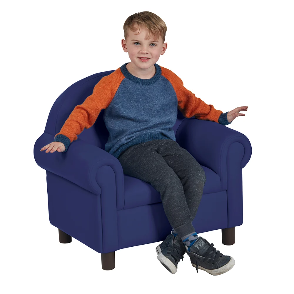 Little Lux Navy Preschool Chair & Sofa Set | Adjustable Faux Leather Kids’ Seating - Image 15