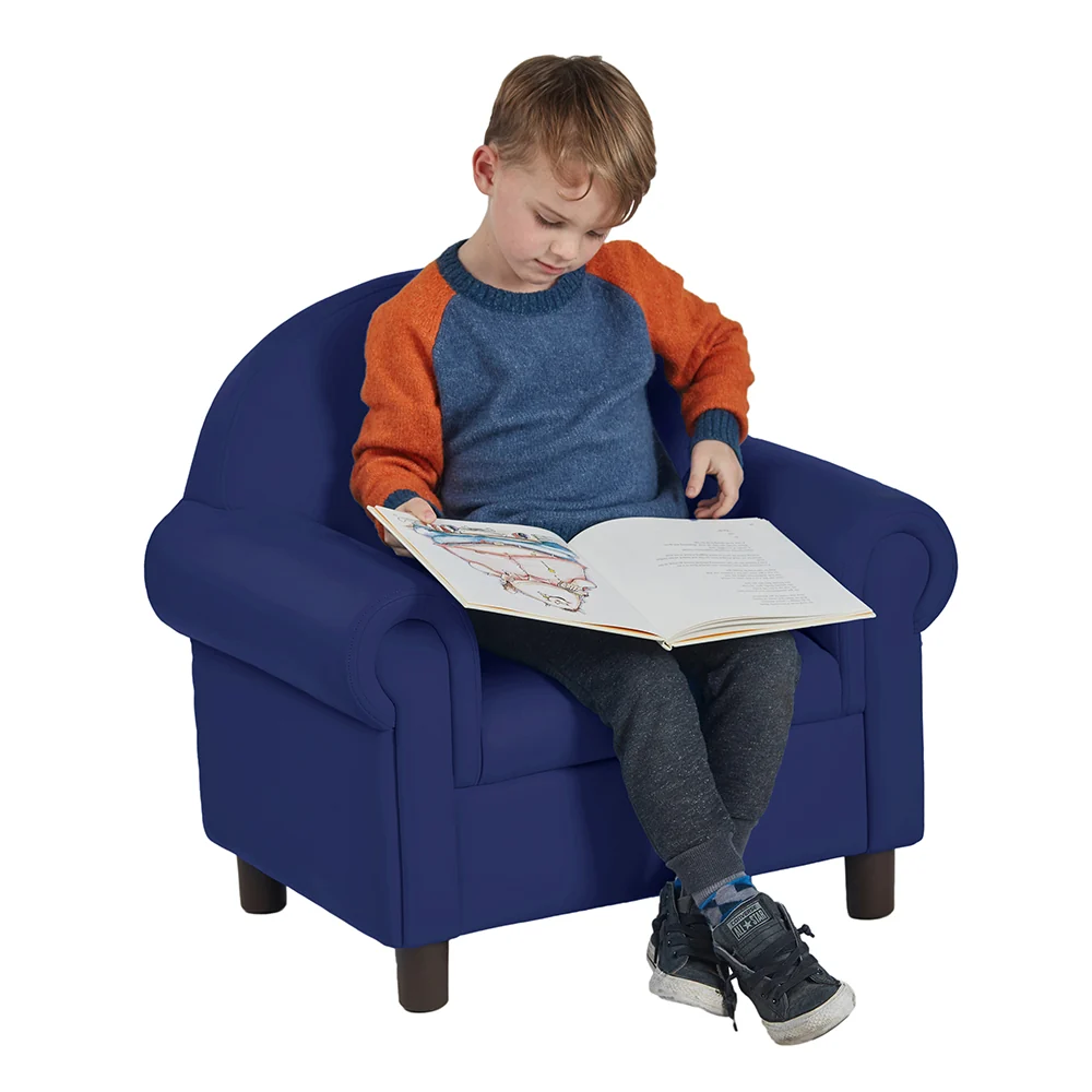 Little Lux Navy Preschool Chair & Sofa Set | Adjustable Faux Leather Kids’ Seating - Image 16