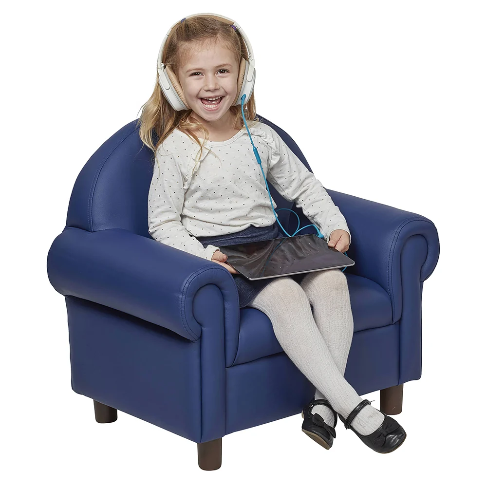 Little Lux Navy Preschool Chair & Sofa Set | Adjustable Faux Leather Kids’ Seating - Image 17
